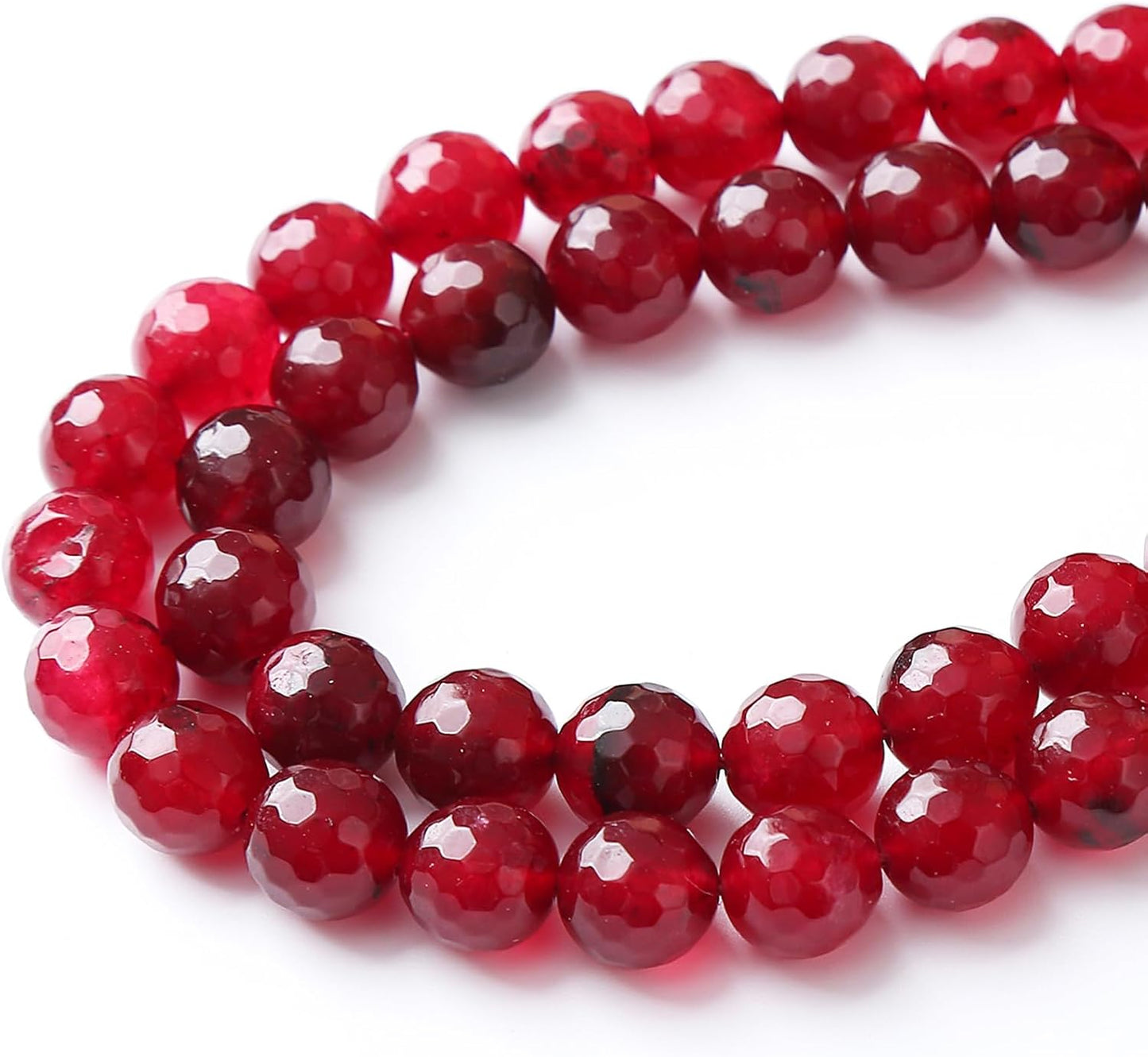 90pcs 4mm Faceted Red Jade Gemstone Beads Natural Stone Round Loose Spacer Beads for Jewelry Making DIY Bracelet Necklace 1 Strand 15inch