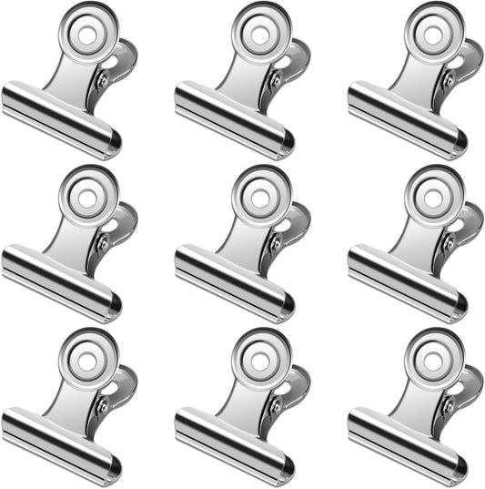 30 Pack Small Bull Clips 1.22 Inch Mini Metal Hinge Clips Binder Paper Hinge Clip for Office, Home, School, Shops, Silver, 31mm