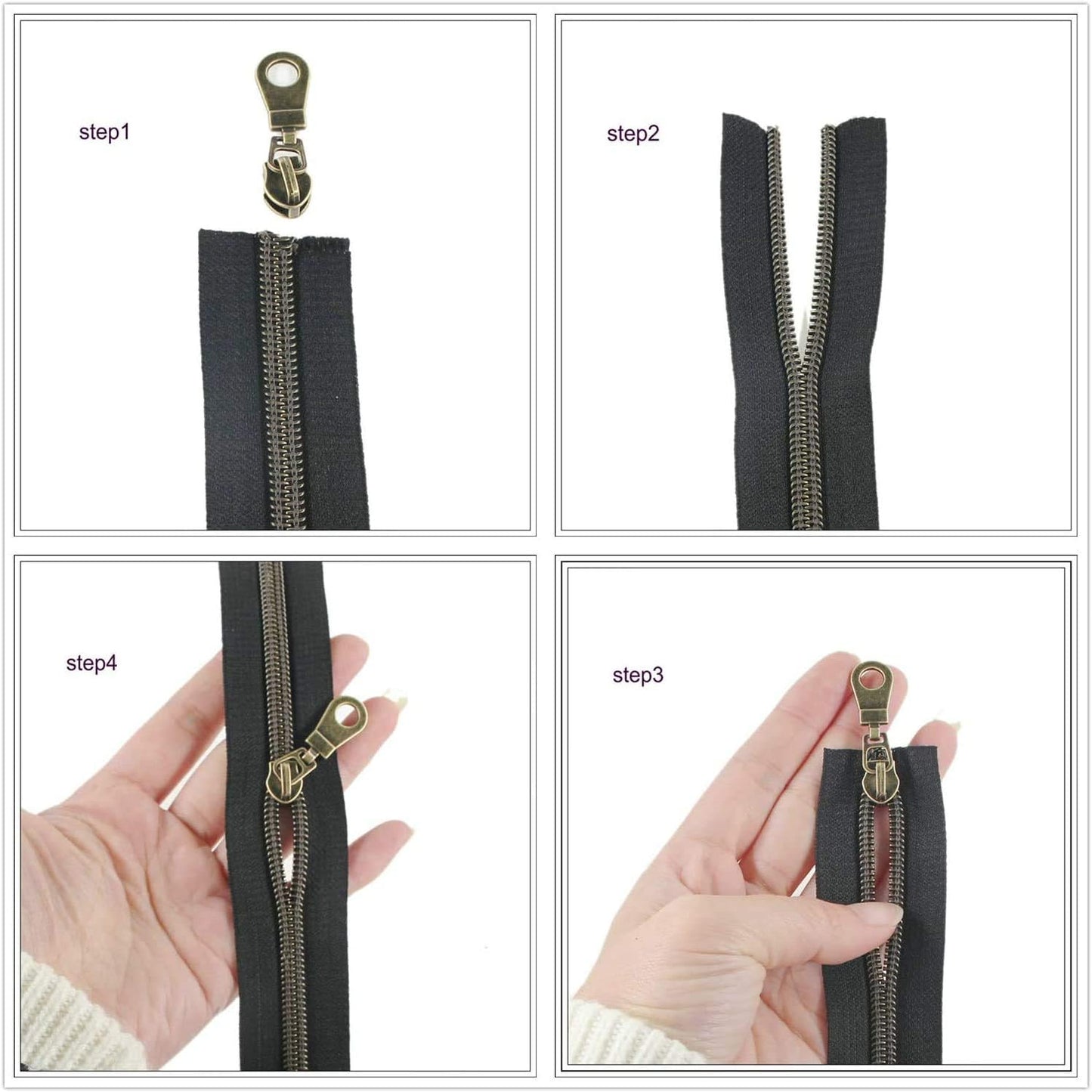 Leekayer #5 Rose Gold Metallic Nylon Coil Zippers by The Yard Bulk 10 Yards White Tape with 25pcs Rose Gold Sliders for DIY Sewing Tailor Craft Bag(White)