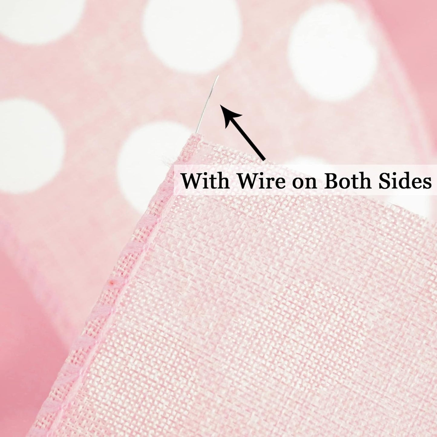 MEEDEE Pink Polka Dot Ribbon - 2.5 inch Wired Ribbon for Baby Girl Wreaths & Crafts, 10 Yards