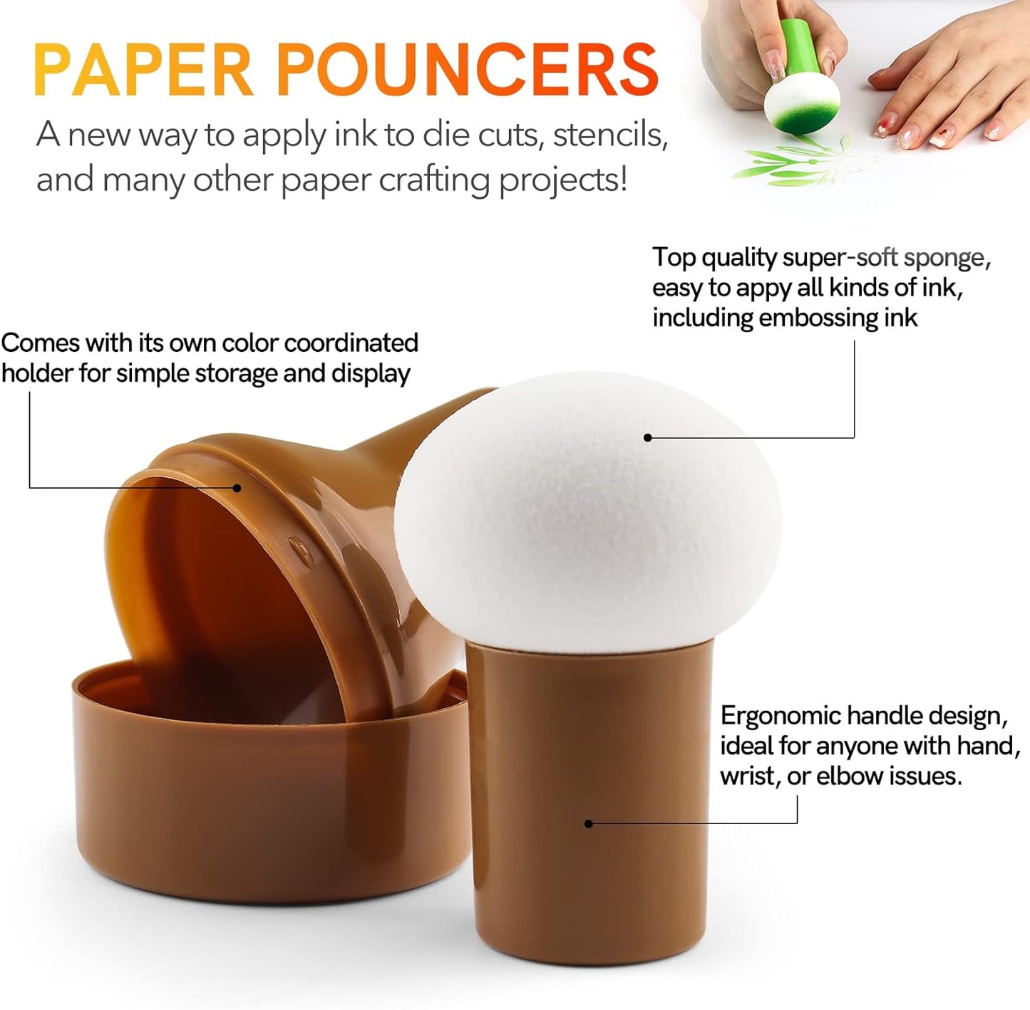 19PCS/Sets Sponge Applicator Ink Applicator with Storage Cases,Paper Pouncers for Direct Ink Application On Crafts Projects Easily,Inking Sponge for Stamp Ink Distressing,Blending Card Making Tools