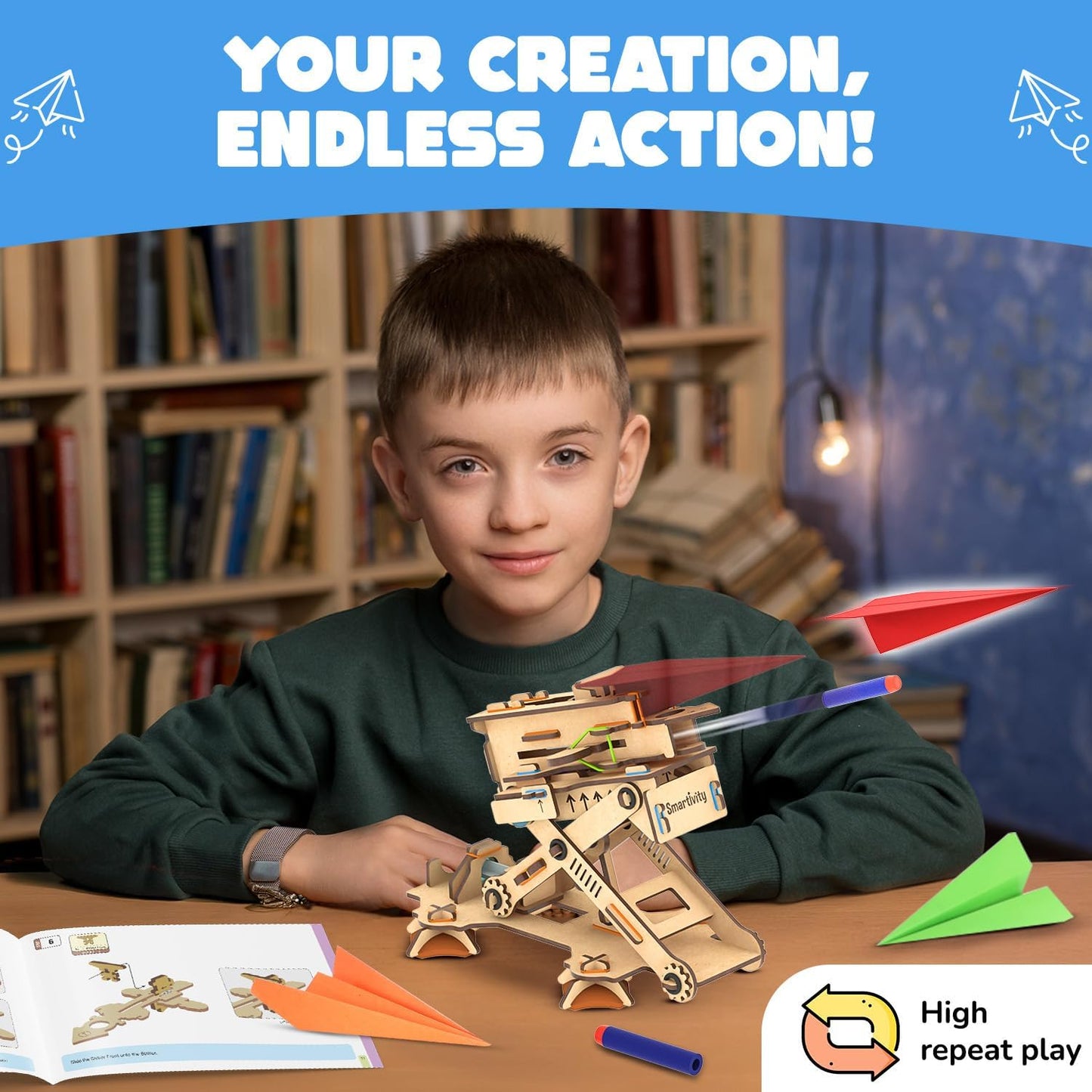Smartivity DIY 2in1 Hydraulic Airplanes & Darts Launcher STEM Toy for Kids Ages 6-14 Years I Birthday Gifts for Smart Kids | DIY Science Kit for Boys & Girls 6, 8,10,12,14 Years Old