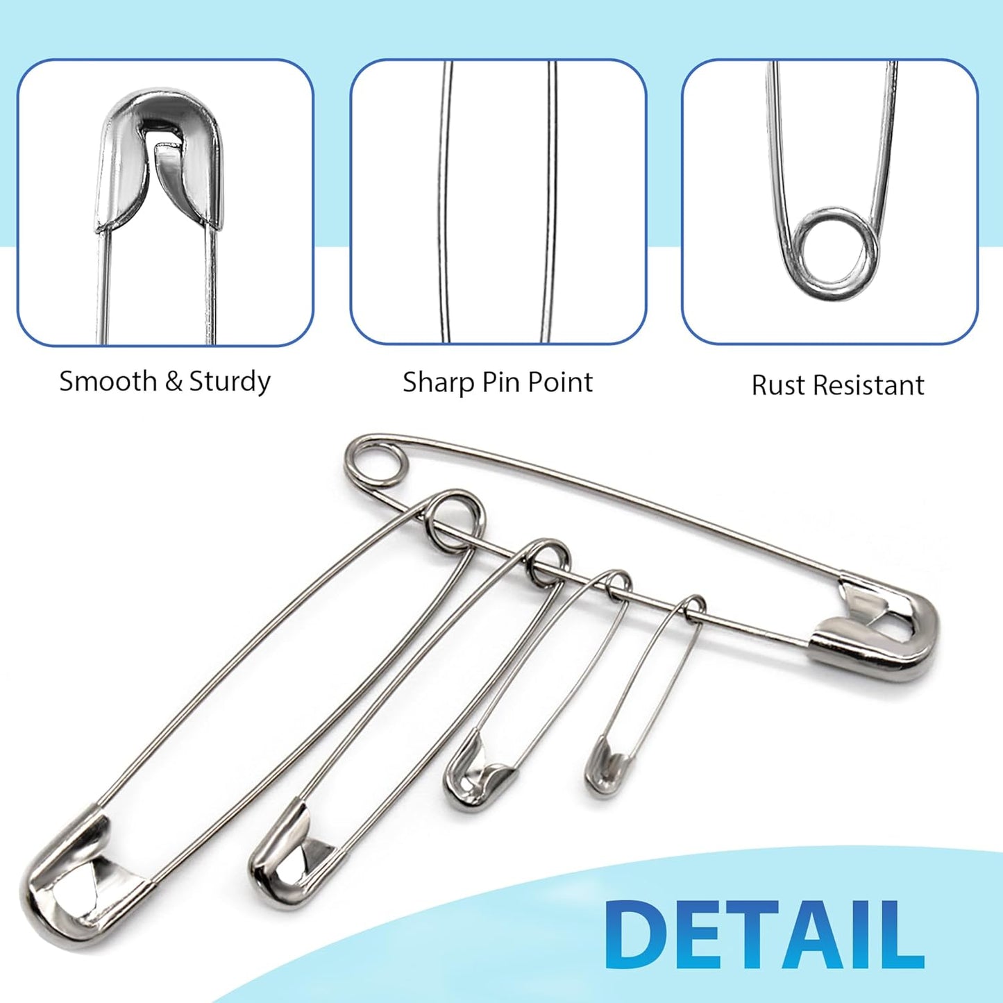 Large Safety Pins - 3 Inch Heavy Duty Big Safety Pins, 100 PCS for Sewing, Crafts, and Clothing