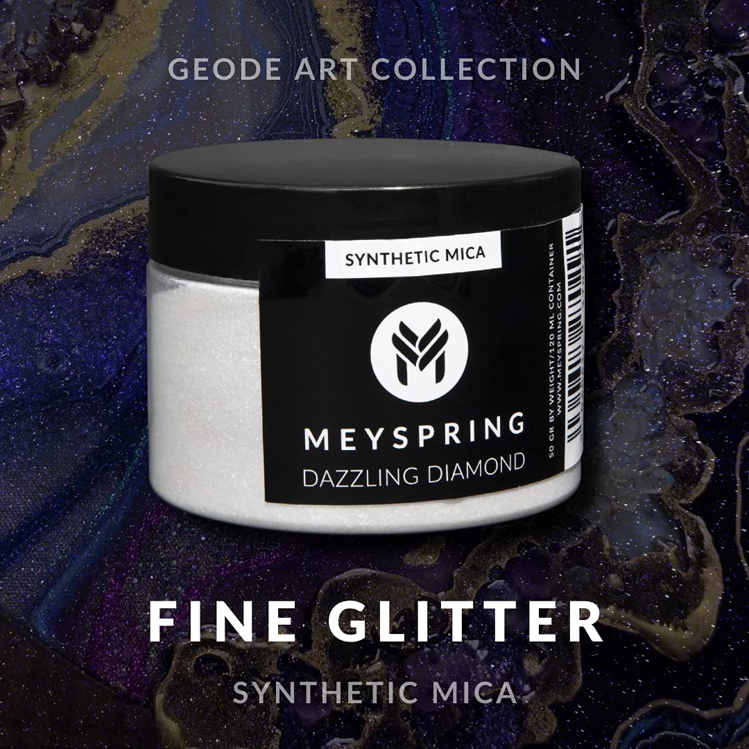 MEYSPRING Dazzling Diamond - White Glitter Mica Powder - Resin Glitter - White Mica Powder for Epoxy Resin - Resin Color - Mica Powder for Lip Gloss - Glitter for Candle Making - Glitter Powder