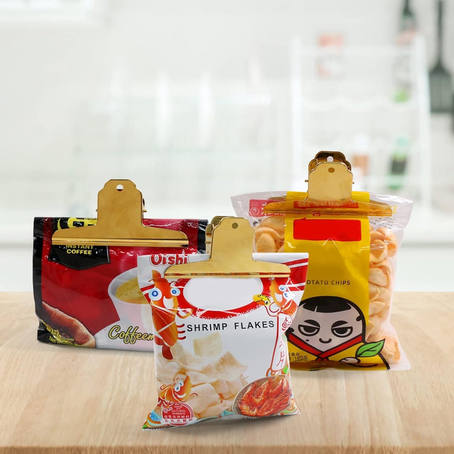 Coideal Gold Metal Bulldog Paper Clips, 3 Pack Stainless Steel Large Bull Clips Clamps for Drawing Board, Home Kitchen Office (5 7/10 Inch)