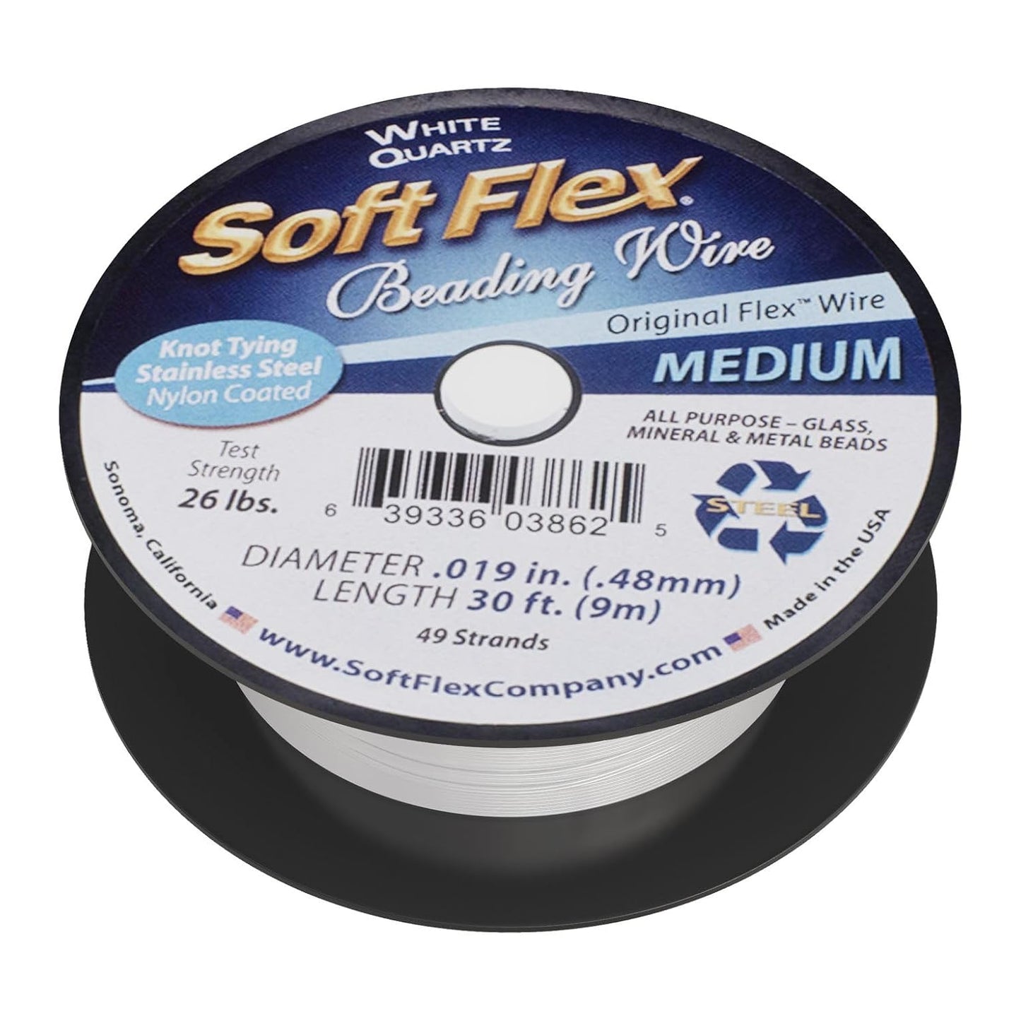 Soft Flex 49 Strand Beading Wire - Medium 0.19 Diameter - 100 Feet Nylon Design Wire