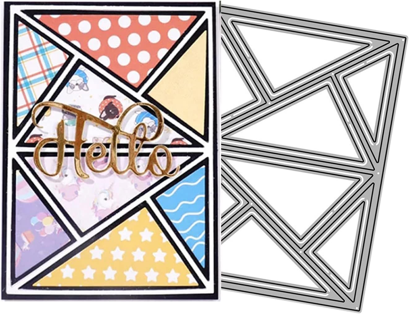 Mvchifay Cutting Dies for Card Making Metal Die-Cuts Scrapbooking Tool Hollow Frame DIY Craft Punch Template Embossing for Paper Album Decor (Big Triangle Rectangle frame-10.1x14cm)