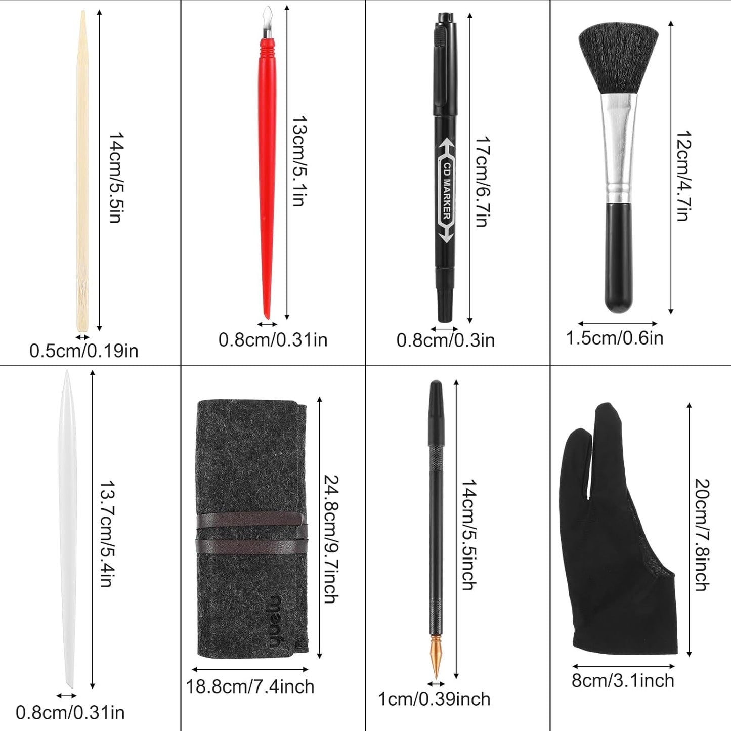 9Pcs Scratch Art Tools Set Including Artist Glove, Tool Bag, Scratch Coloring Pens, Plastic And Wooden Stylus, Scraper, Repair Pen, Clean Brush Scratchs Painting Drawing Tools for Adult Painting Paper