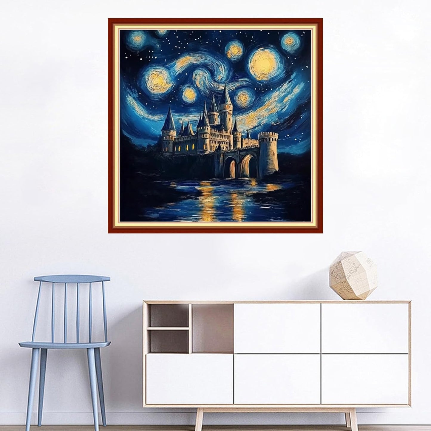 Joyhoor Cross Stitch Kits for Beginners Stamped Cross-Stitch Supplies Needlework preprint Embroidery Kits for Adults DIY Needlepoint Kits Embroidery Patterns 11CT-Van Gogh Starry Sky 18x18 inchs