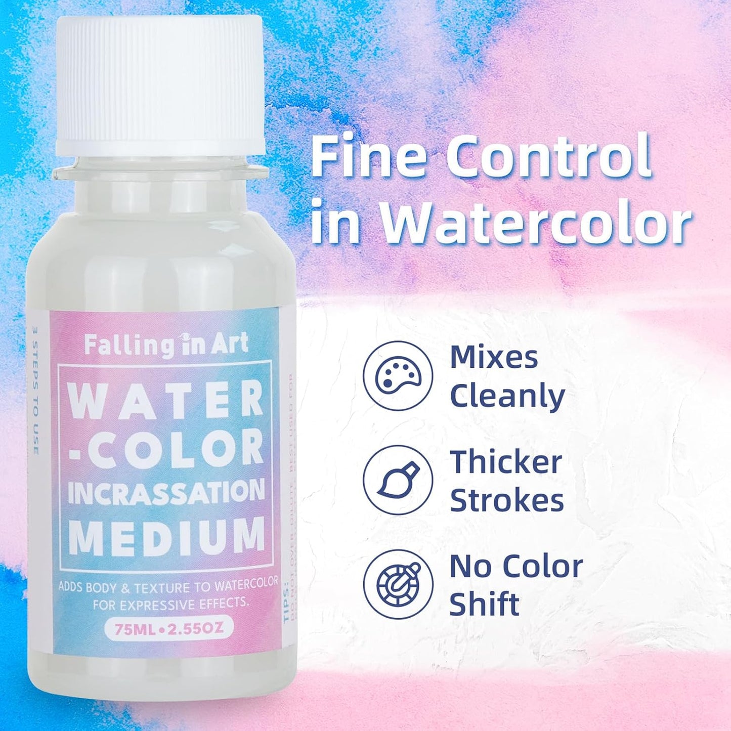 Falling in Art Professional Watercolor Texture Medium, Acid Free Thickening Medim for Impasto Effects, 2.5 Oz Bottle