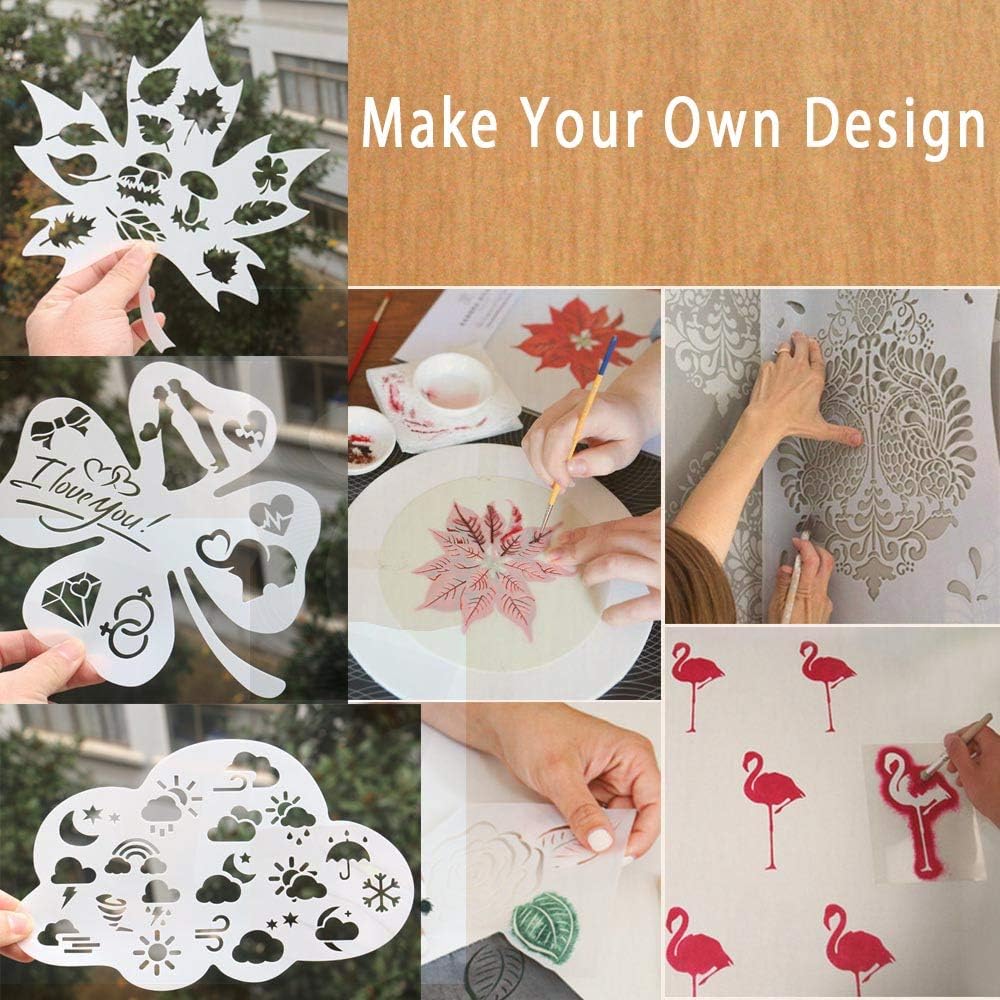 12 Pack 4 Mil Clear Mylar Stencil Sheets, 12" x 12" Blank Stencils, Reusable Template Material, Make Your Own Stencil Compatible Vinyl Cutting Maching