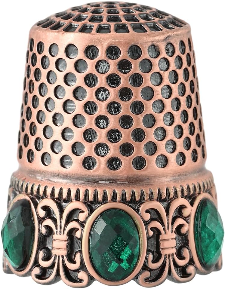 Vintage Sewing Thimble, Finger Protector Finger Shield Fingertip Thimble Sewing Quilting Craft Accessories DIY Sewing Tools (Red Copper)