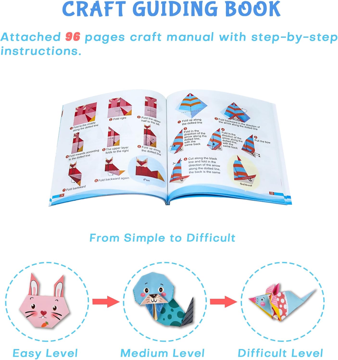 Origami Kit for Kids Ages 5-16, 212 Sheets with 72 Patterns & Instruction Book | Origami Paper Kit for Beginners & Advanced | Arts & Crafts Toys for Girls & Boys Ages 8-12 | Birthday & Christmas Gifts