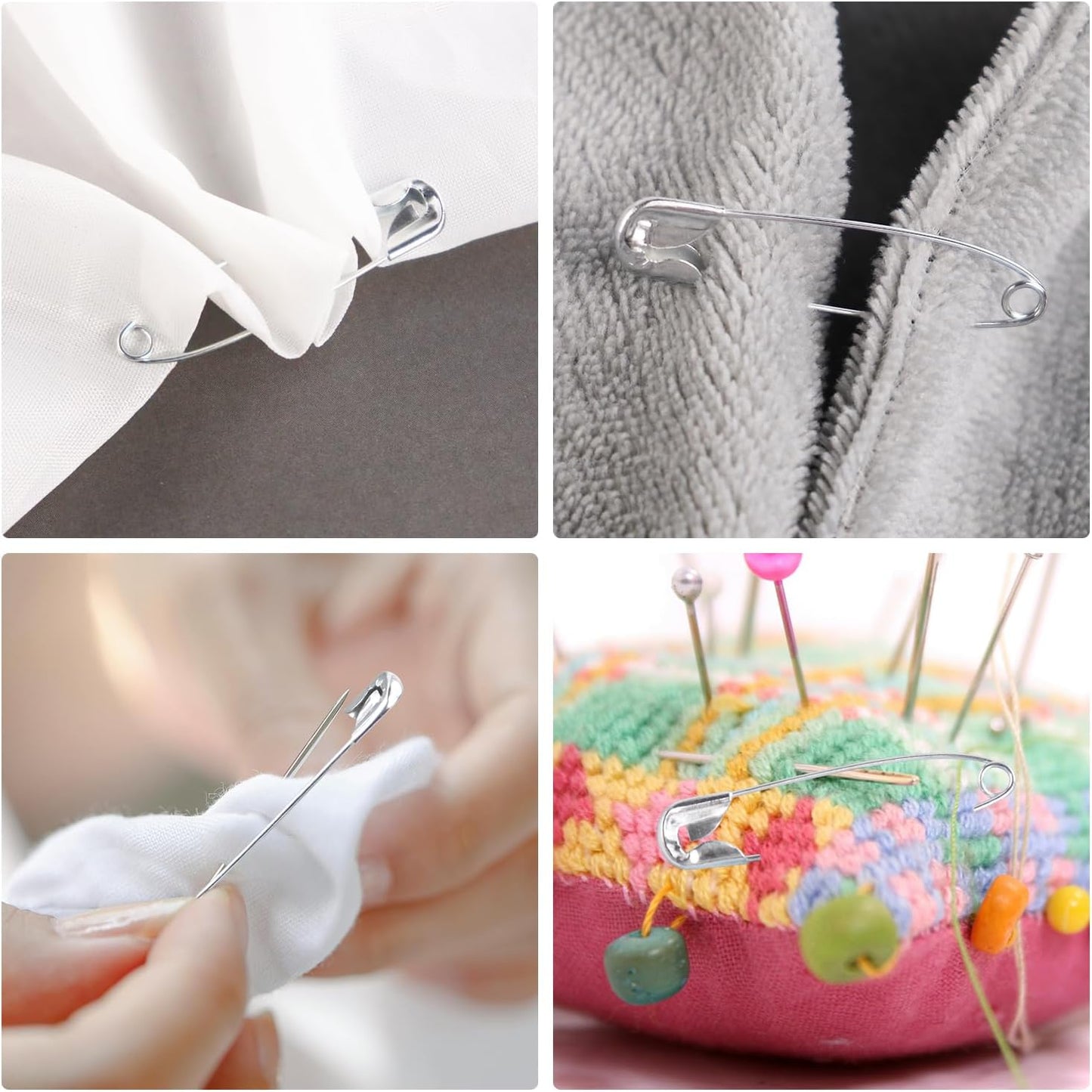 100 Pack Silver Safety Pins Assorted, Galvanized Steel Bulk Safety Pins for Sewing, Clothes, Arts & Craft (1.5 Inch / 38 mm)