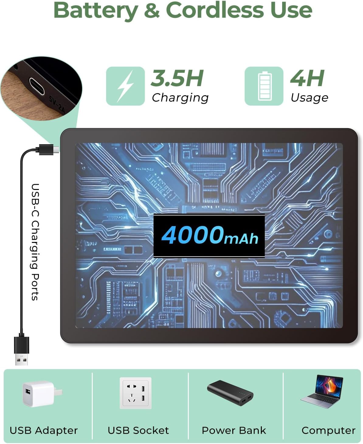 Cordless A3 Diamond Painting Art LED Light Board for Tracing and Drawing,Bawaslom Light Box with 3 Colors & 6-Level Brightness,Rechargeable Drawing Pad for Tracing,Diamond Art,Vinyl Weeding,Sketching