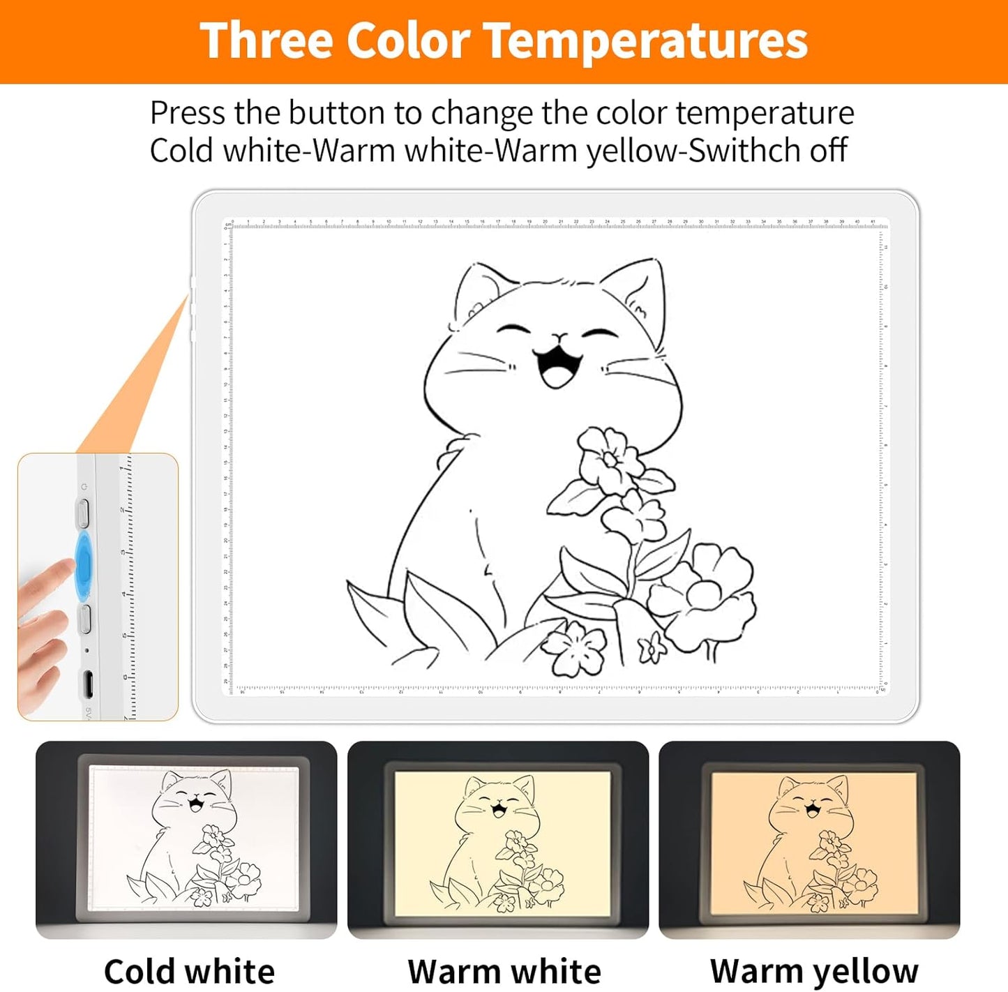 Elice Magnetic A4 Light Board for Diamond Painting, Ultra-Thin Tracing LED Light Box with Side Buttons, Super Bright Diamond Art Light Pad, Light Table for Drawing, Sketching, Weeding Vinyl - White