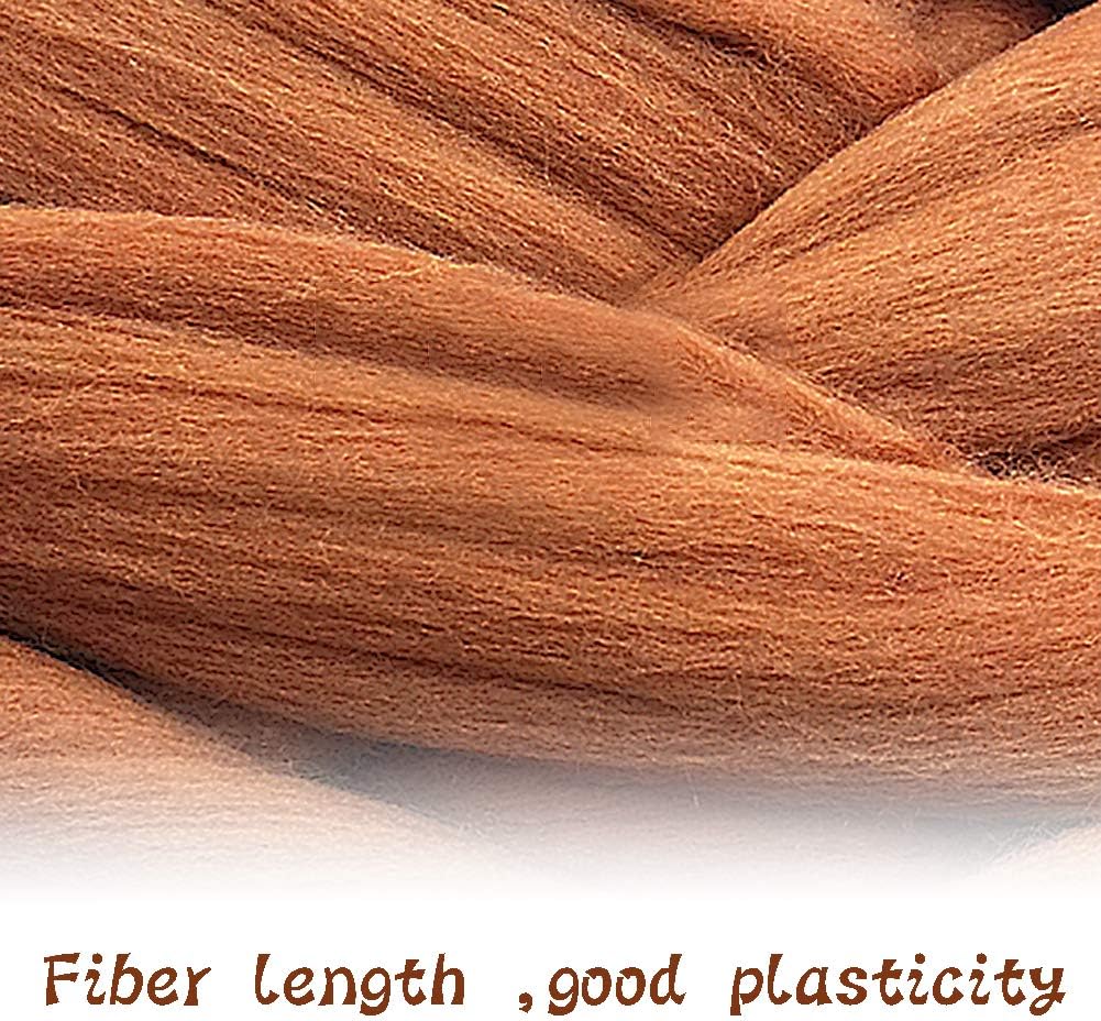 Wool Roving Bulk - 8.82oz Super Wool Chunky Yarn, Wool Roving Top for Needle Felting, Soft Felting Wool Supplies for Hand Spinning, Blending, Weaving and DIY Craft