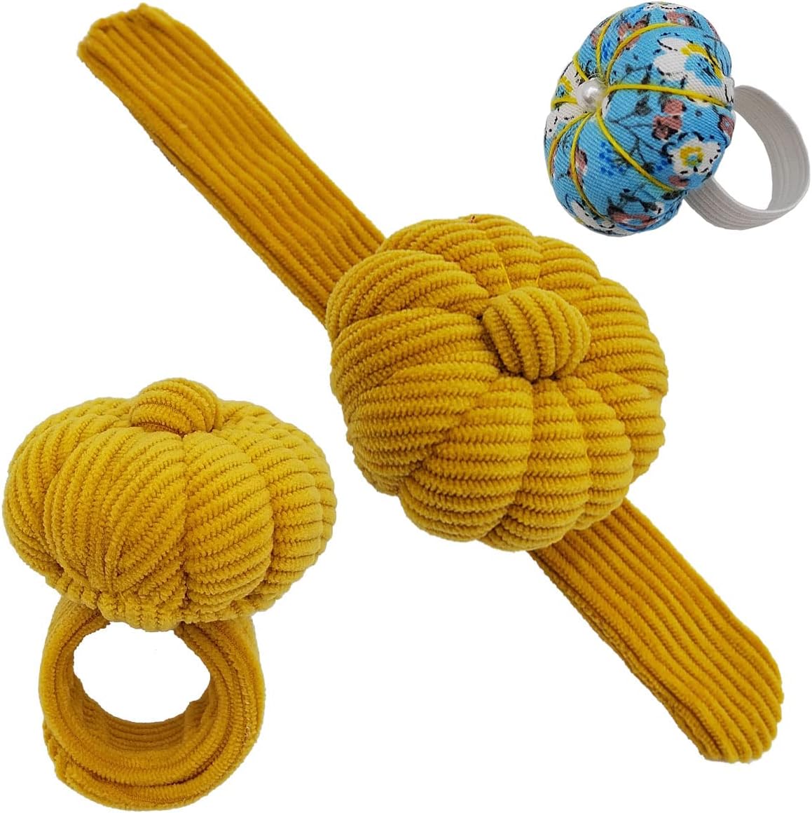 Wrist Pin Cushion Pincushions Needlework DIY Handcraft Needles Holder for Sewing and Quilting Pop Snap Ring with 1 Elastic Strap Finger Ring Pincushions Pumpkin Shaped