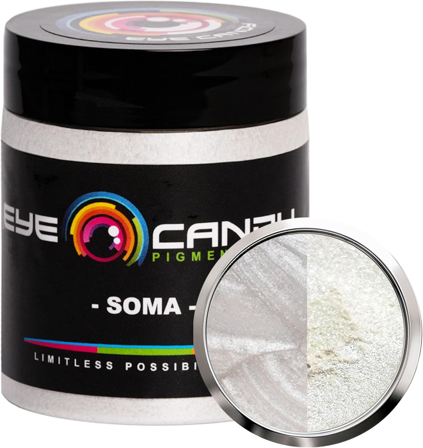 Eye Candy Pigments Premium White Mica Powder - Soma White (25gr) - for Epoxy, Resin, Soap, Paint, Woodworking, Acrylic Pouring, Bath Bombs, Fishing Lures - DIY Arts and Crafts Additive