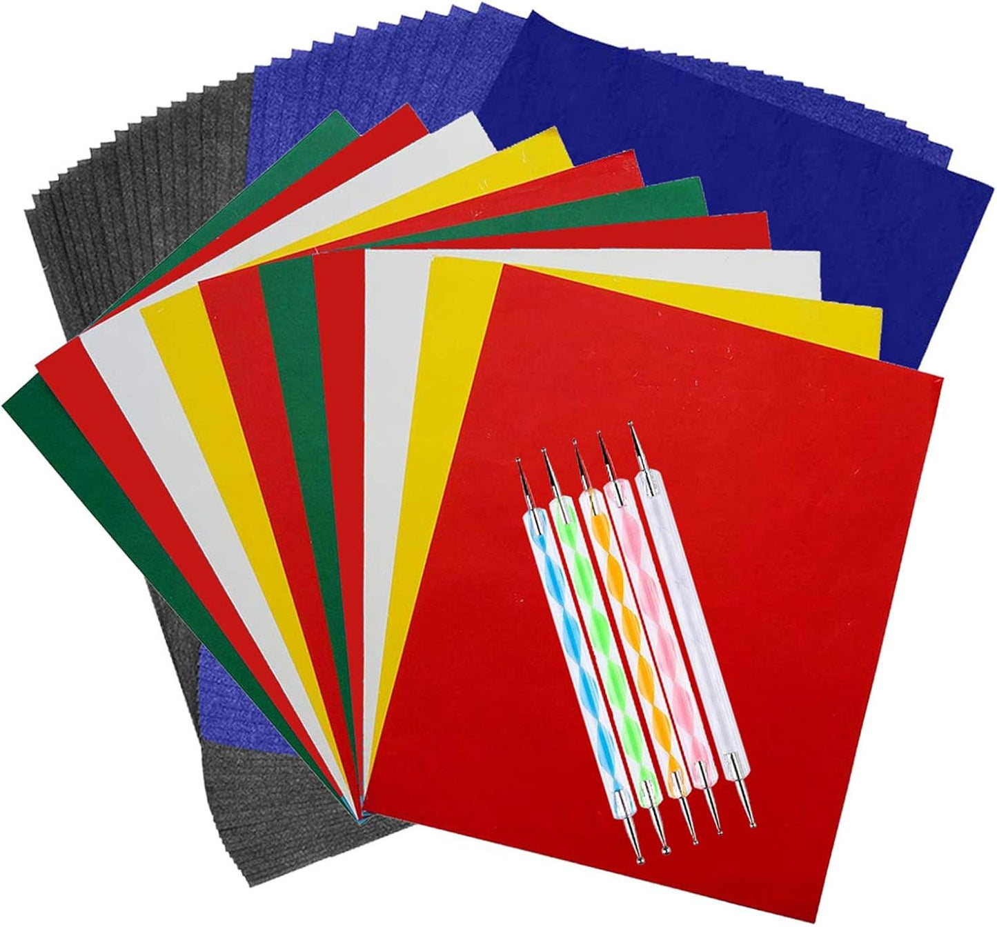 100 Sheets Carbon Transfer Paper,Tracing Paper Carbon Graphite Copy Paper with 5 Pieces Embossing Styluses Stylus Dotting Tools for Wood,Paper,Canvas and Other Art Surfaces 8.3 x 11.7inch