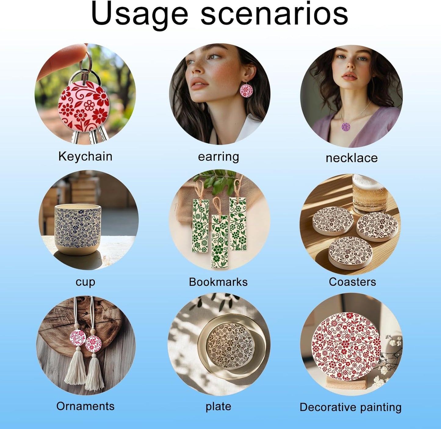 CHGCRAFT Vine Flowers Pattern Polymer Clay Texture Sheet Curly Plants and Leaves Silicone Texture Mat for Polymer Clay Making Earrings Jewelry DIY Crafts 5.5 × 5.5 Inch