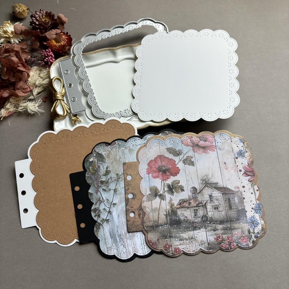 Square Lace Loose-Leaf Die Cuts for Card Making, Background Cutting Dies DIY Album Scrapbooking Decor Paper Craft Metal Die Cuts Party Wedding Decorations