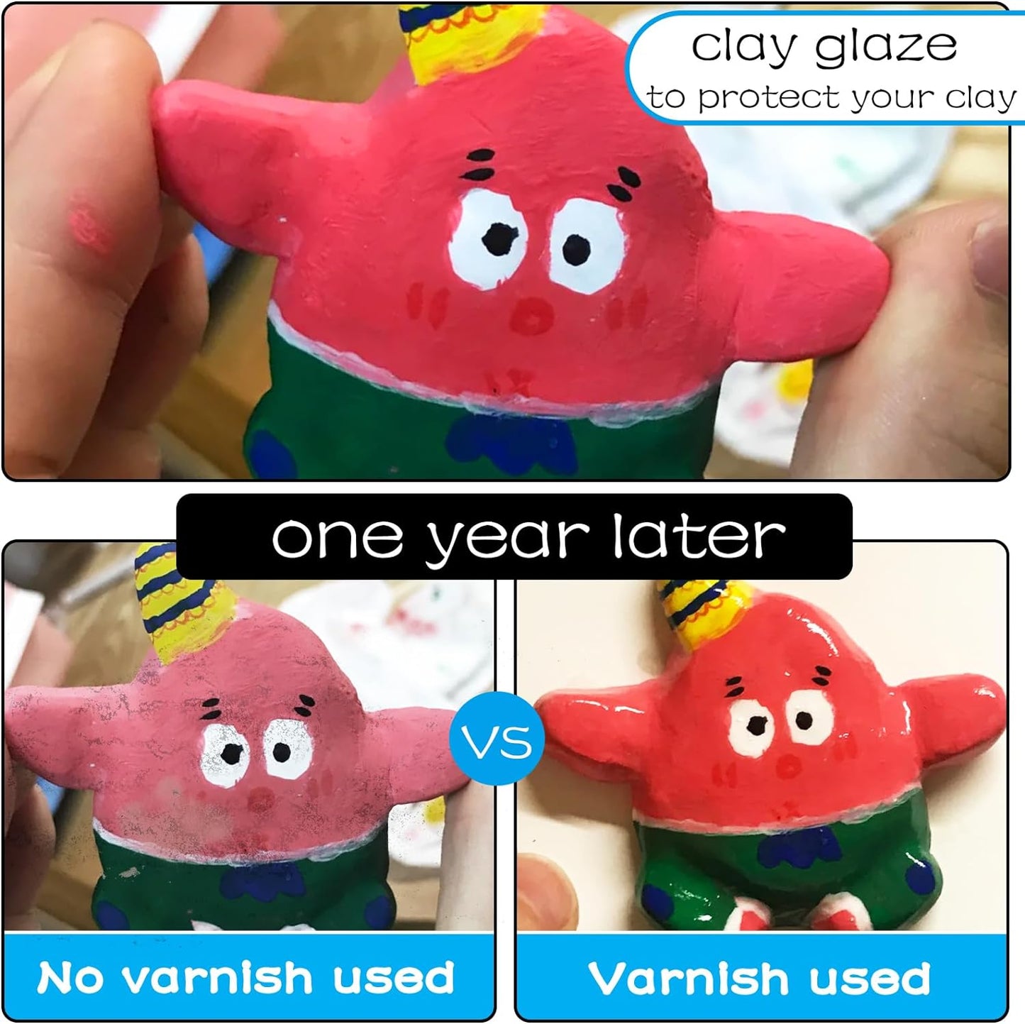 50ml Air Dry Clay Varnish，Air Dry Clay Sealant for Airdry Clay，Air Dry Clay Glaze Can Not Only Used to Prevent Clay Cracking, Scratches, and Wear,It Can Also Having a Glossy Glaze Effect (Gloss)