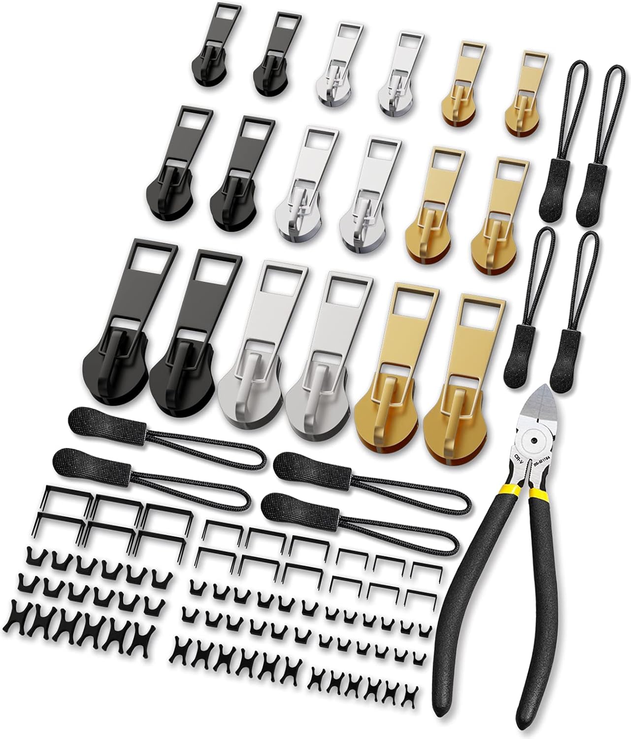Zipper Repair Kit, Upgraded Zipper Replacement Slider Kit (99 PCS), Include Zipper Pull Replacement, Instant Zippers Plier, Easy Install, Zippers Fix Kit for Jacket Backpack Luggage (3 Sizes #3, 5, 8)
