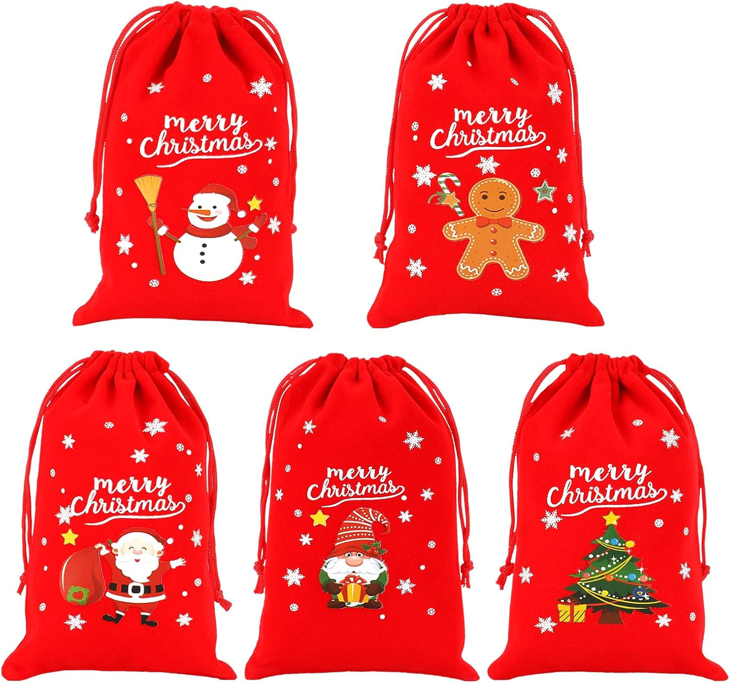 Tapleap Velvet Coth Christmas Bags with Drawstring, 50Pcs 4x6 for Wrapping Christmas Party Favors or Gifts for Friends, Small Bussiness, Palm Crosses, Customers