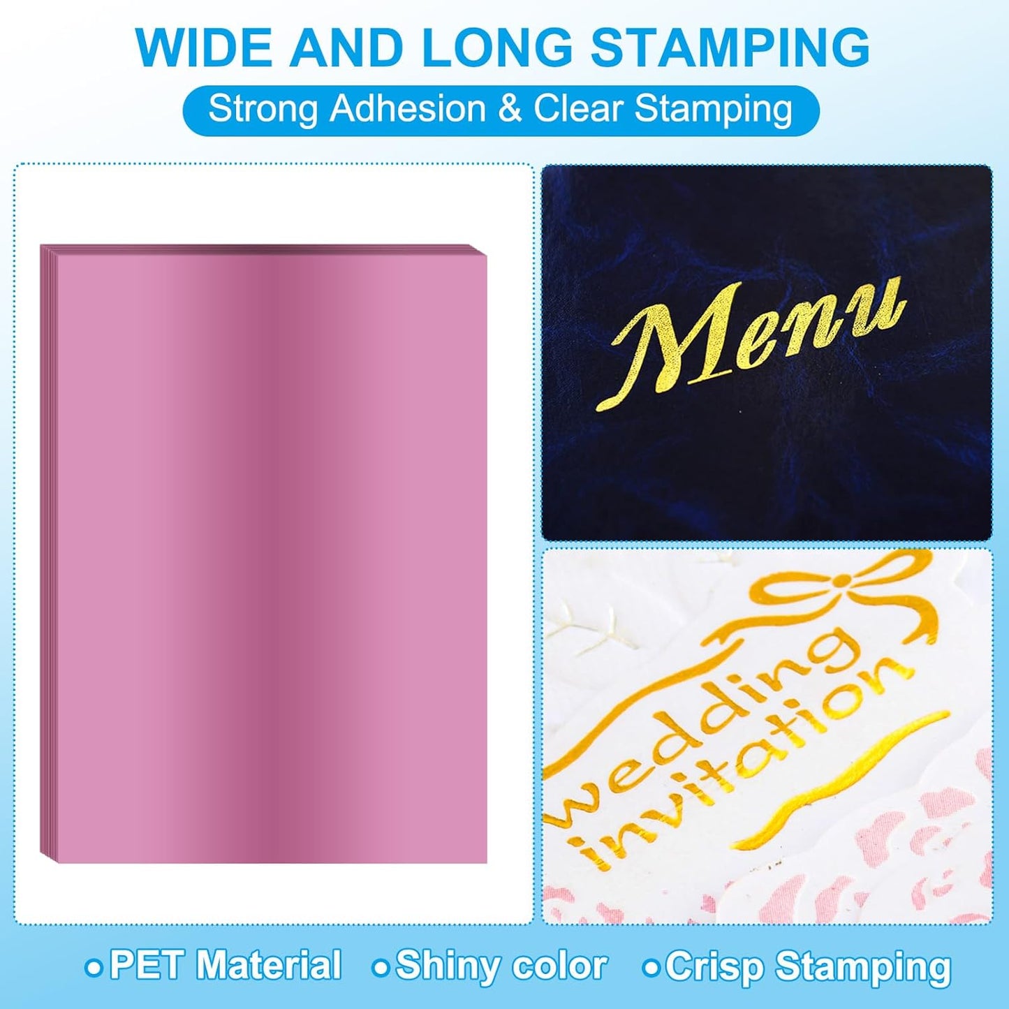 PATIKIL 11.7x8.3" Hot Stamping Foil Paper Sheet, 20 Sheets A4 Heat Transfer Hot Stamping Paper Foil for Leather DIY Logo Decor Craft Gift Package Scrapbook Card, Light Purple