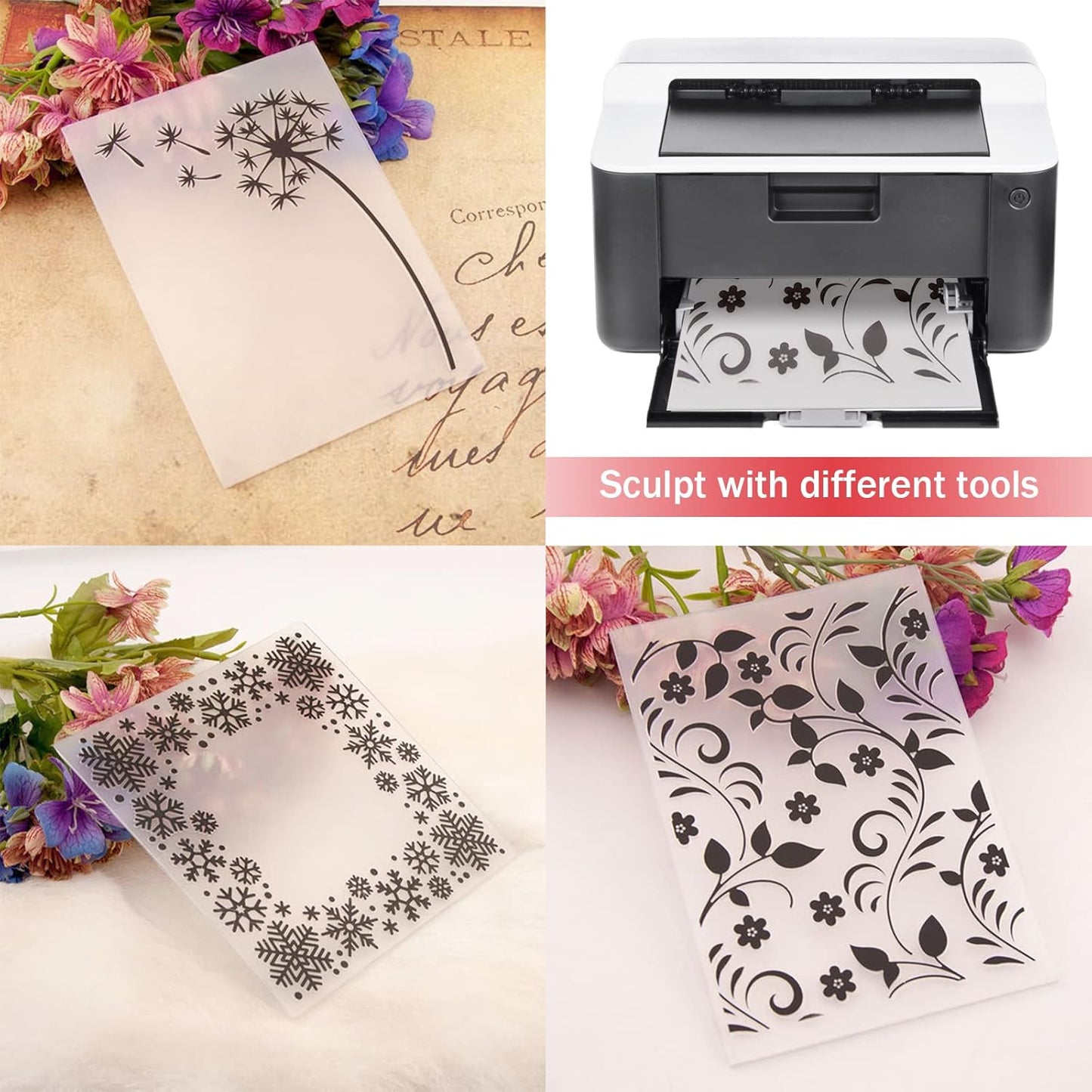 16 Pack 6 Mil Clear Mylar Stencil Sheets, 12" x 12" Blank Reusable Plastic Template Sheets for Cricut, Laser Cutting, Gyro-Cut Tool Template Material