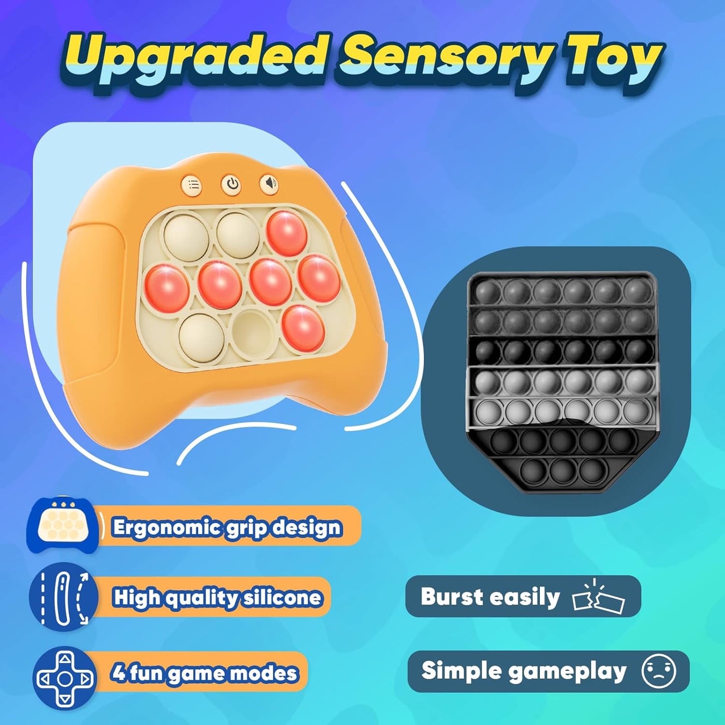 Handheld Game for Kids 6-12 with Lights and Sounds, Sensory Fidget Toys for Kids 8-12, Birthday Gifts for 6 7 8 9 Year Old Girls & Boys & Teens -Orange