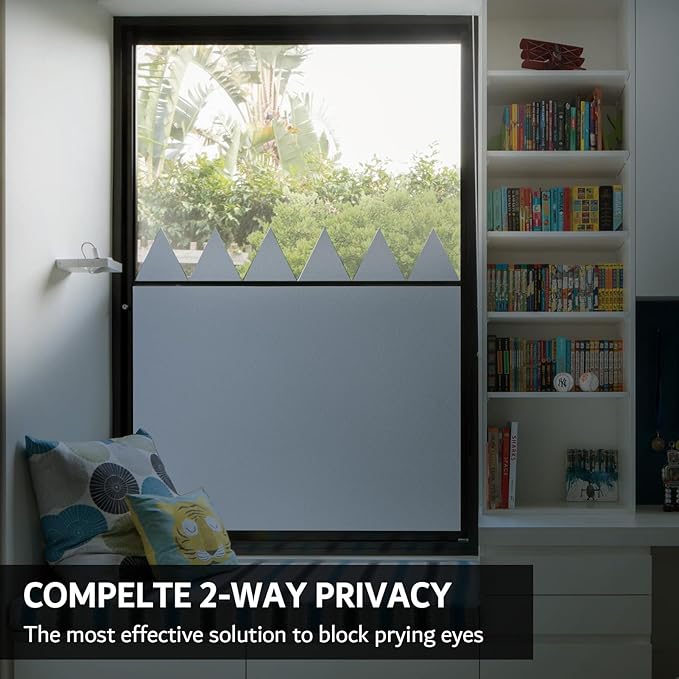 FEOMOS White Total Blackout Window Film, Static Cling Blackout Window Clings, 100% Light Blocking Film, Room Darkening Window Cover for Privacy Day Sleep Sun Blocking 17.3x78.7 inches