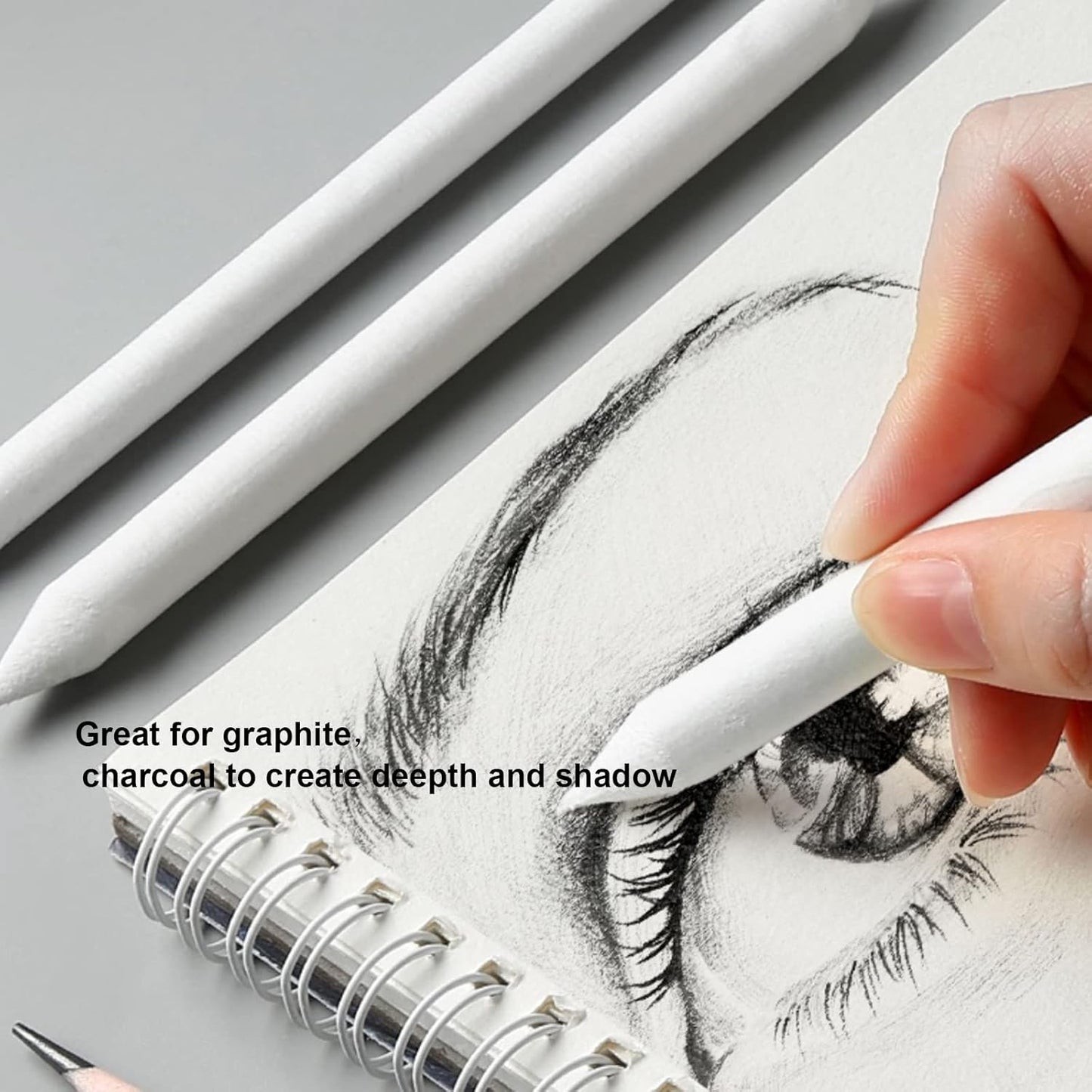 CAMATTO 14 PCS Blending Stumps and Tortillions Paper Art Blenders Tool with Sandpaper Pencil Sharpener Pointer Compressed Charcoal Sticks for Student Artist Charcoal Sketch Drawing Shading