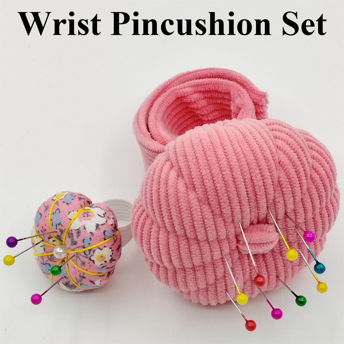 Elastic Wrist Pin Cushion Ring Pincushions Needlework DIY Handcraft Needles Holder for Sewing and Quilting with 1 Elastic Strap Finger Ring Pincushions Pumpkin Shaped