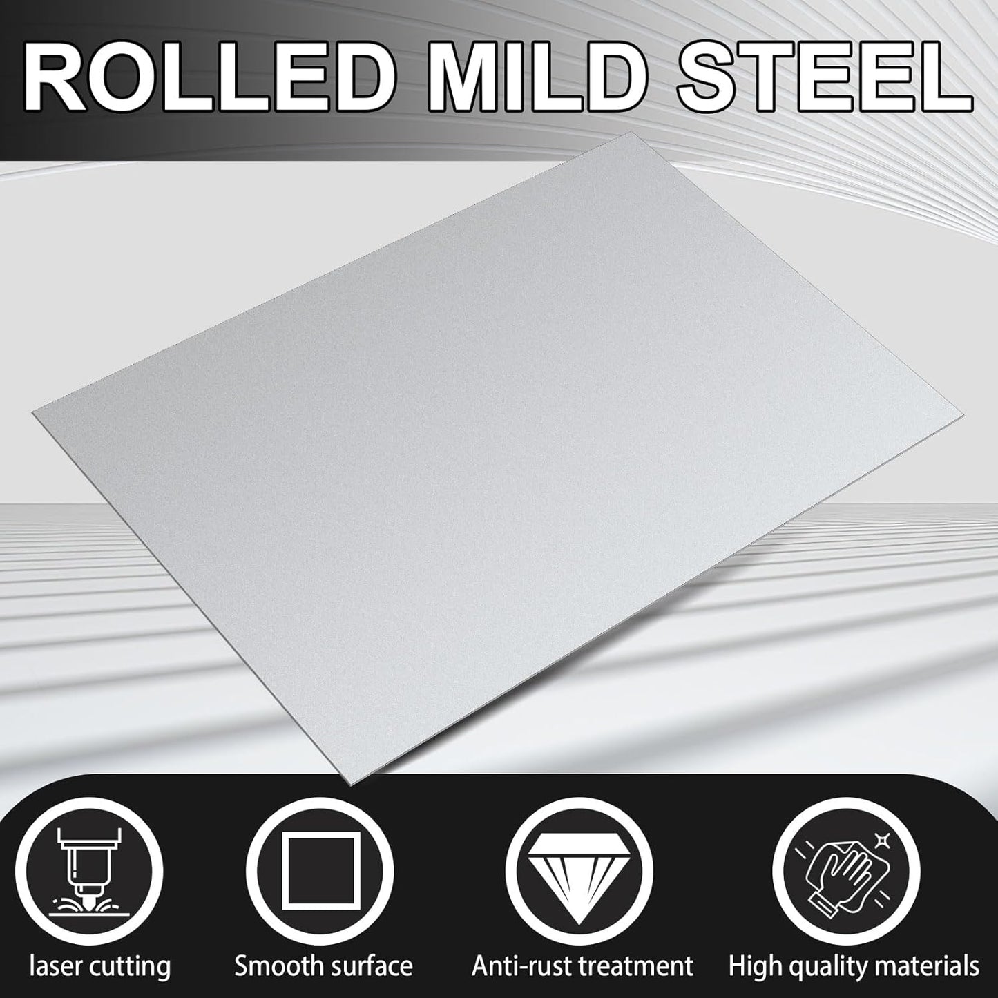 Hicarer 4 Pcs Mild Steel Sheet Cold Rolled 18 Gauge Metal Plate Weldable Metal Sheets for Professional Industrial DIY Use, Clean Surface Easy to Weld (12" X 16")