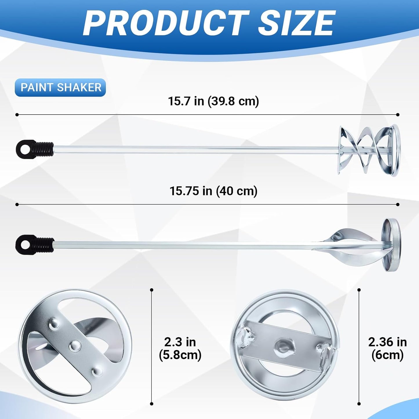Set of 2 Paint Mixer for Drill Painting Mixer Stirrer Drill Attachment, 15.7" Mixing Paddles and 2.3" Mixing Impeller, Mix 1 to 3 Gallons of Paint, Resin, Concrete, and More