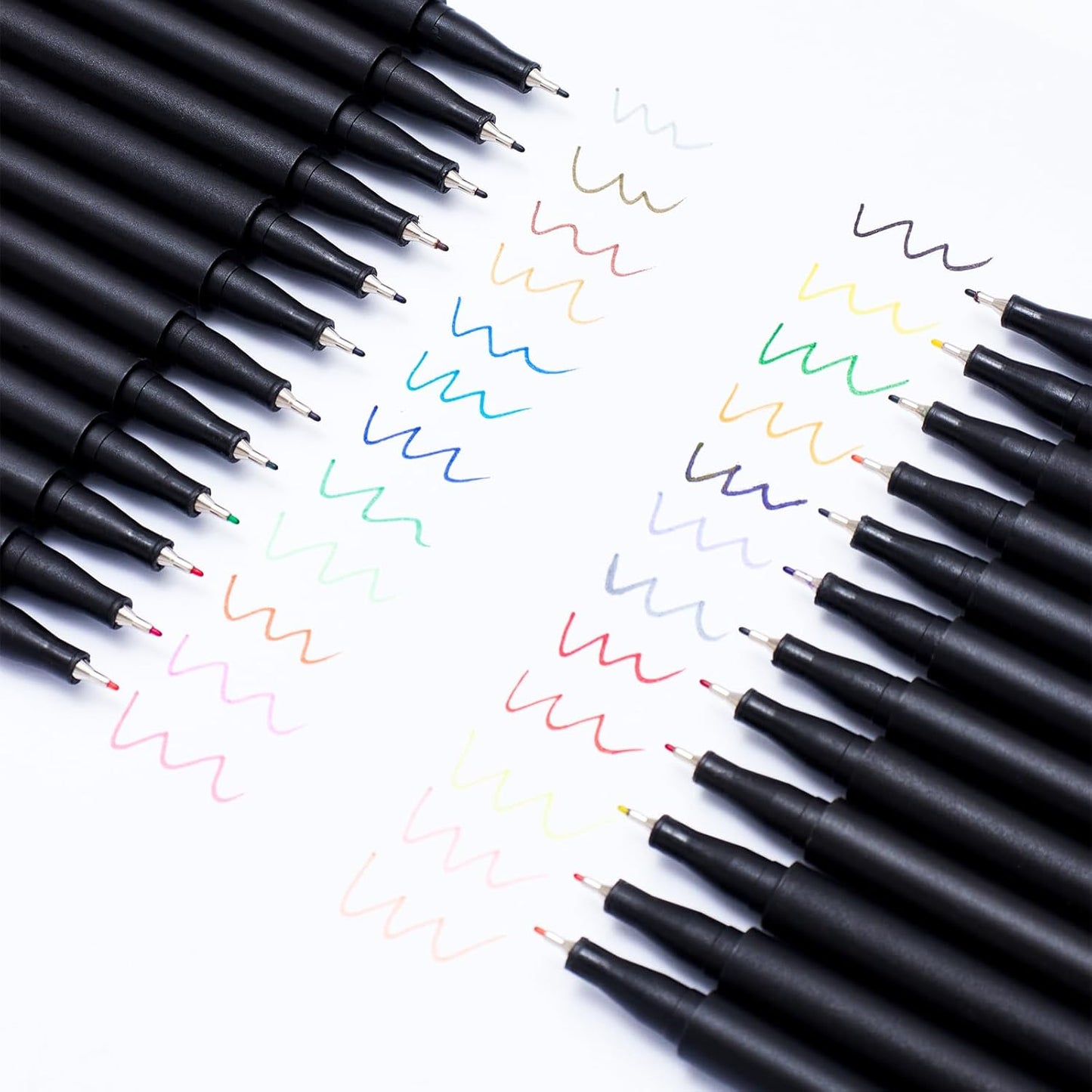 24 Colors Fineliner Color Pens - 0.4mm Fine Point Colored Pens for Journaling, Doodling, Drawing, Note Taking, Adult Coloring, Planner Supplies – Black Barrel