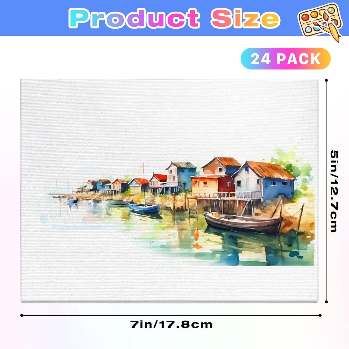 Jeffbaubl 24 Pack Canvas Boards for Painting, 5 x 7 inch Cotton Canvas Panels, Gesso Primed Acid-Free Painting Canvases, Blank Canvases for Acrylic Watercolor Oil Tempera Paints