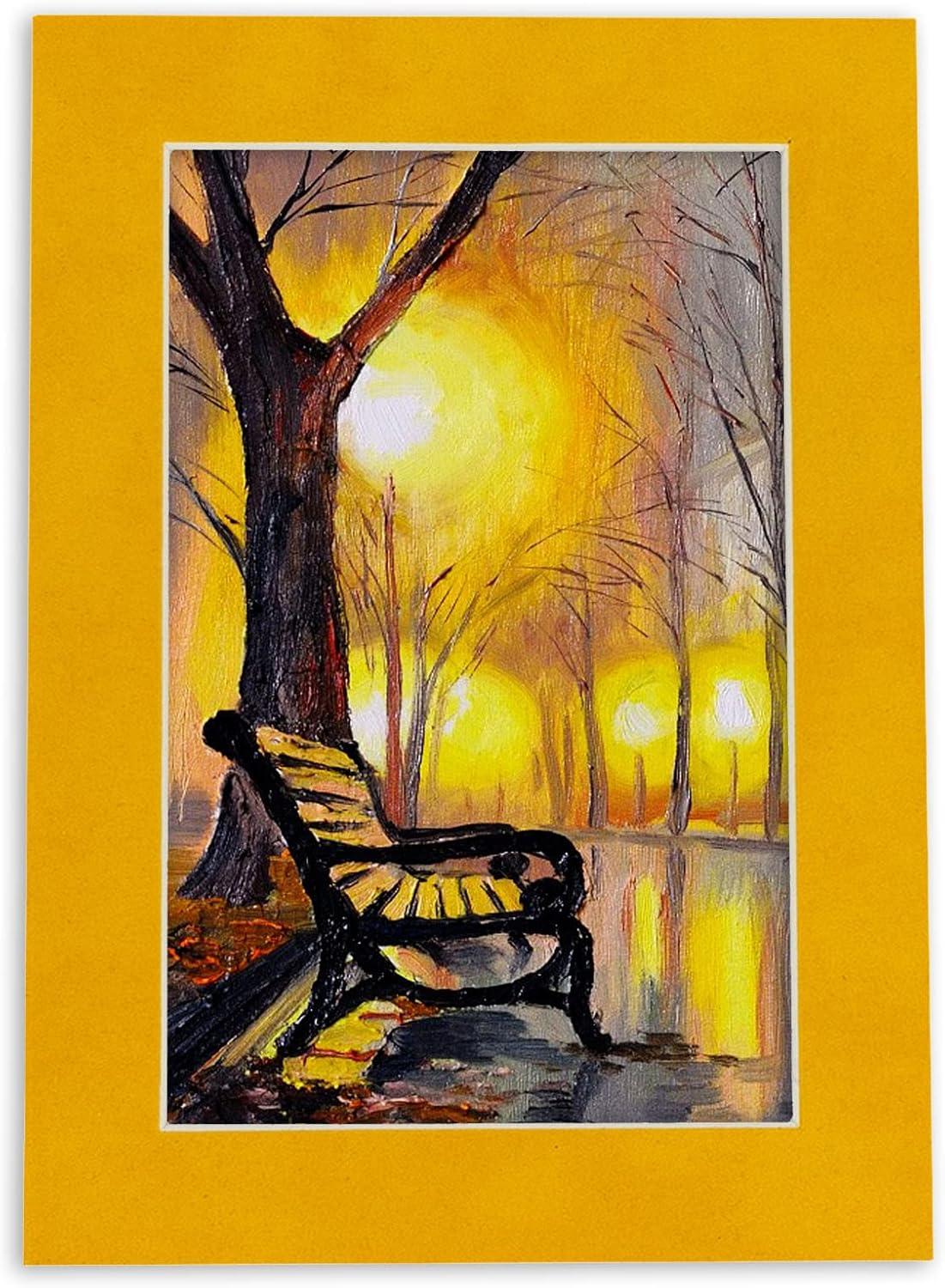 8x10 Mat Bevel Cut for 6x8 Photos - Acid Free Bright Yellow Precut Matboard With Backing Board and Crystal Clear, Self Seal Photo Mat Bag - For Pictures, Photos, Framing - 4-ply Thickness