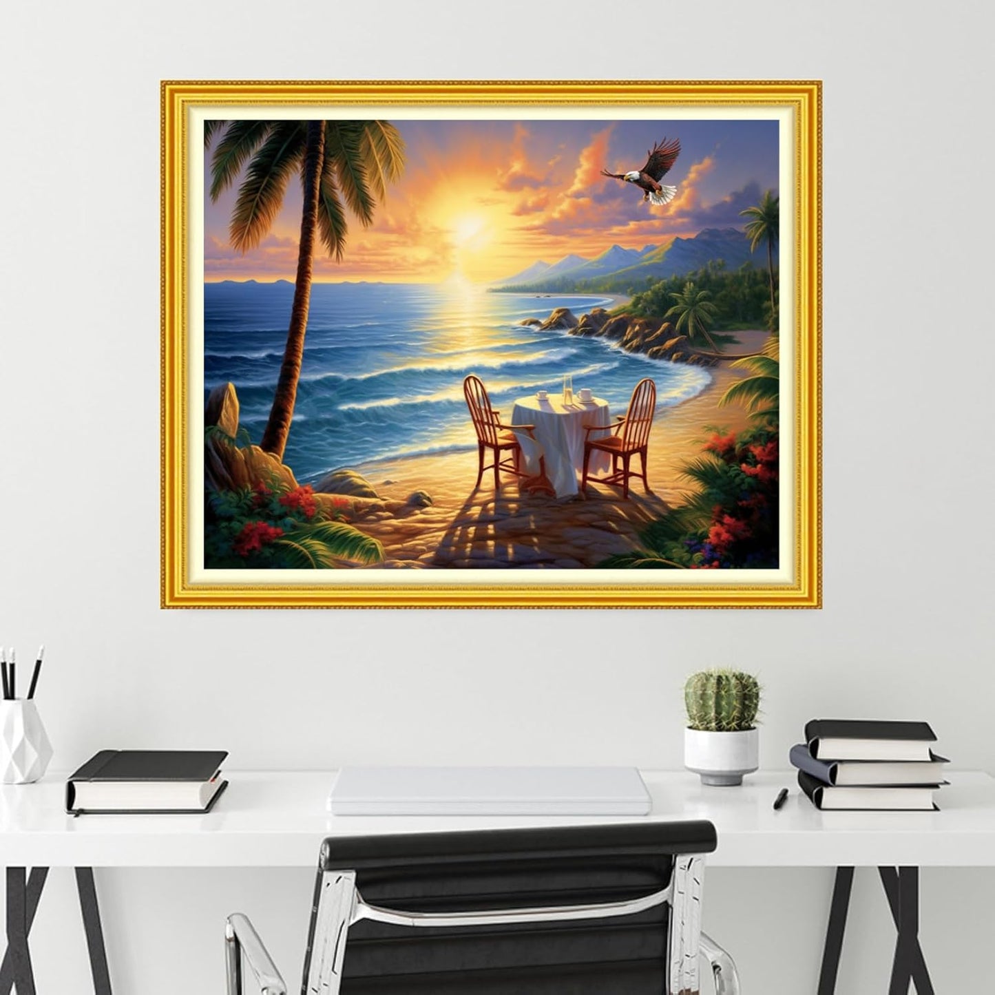 Funchey Stamped Cross Stitch Kits, DIY Cross Stitch Pattern for Adults Beginners Needlepoint Kits Embroidery Kit Arts and Crafts 11CT-Seaside Scenery 16x20 inch