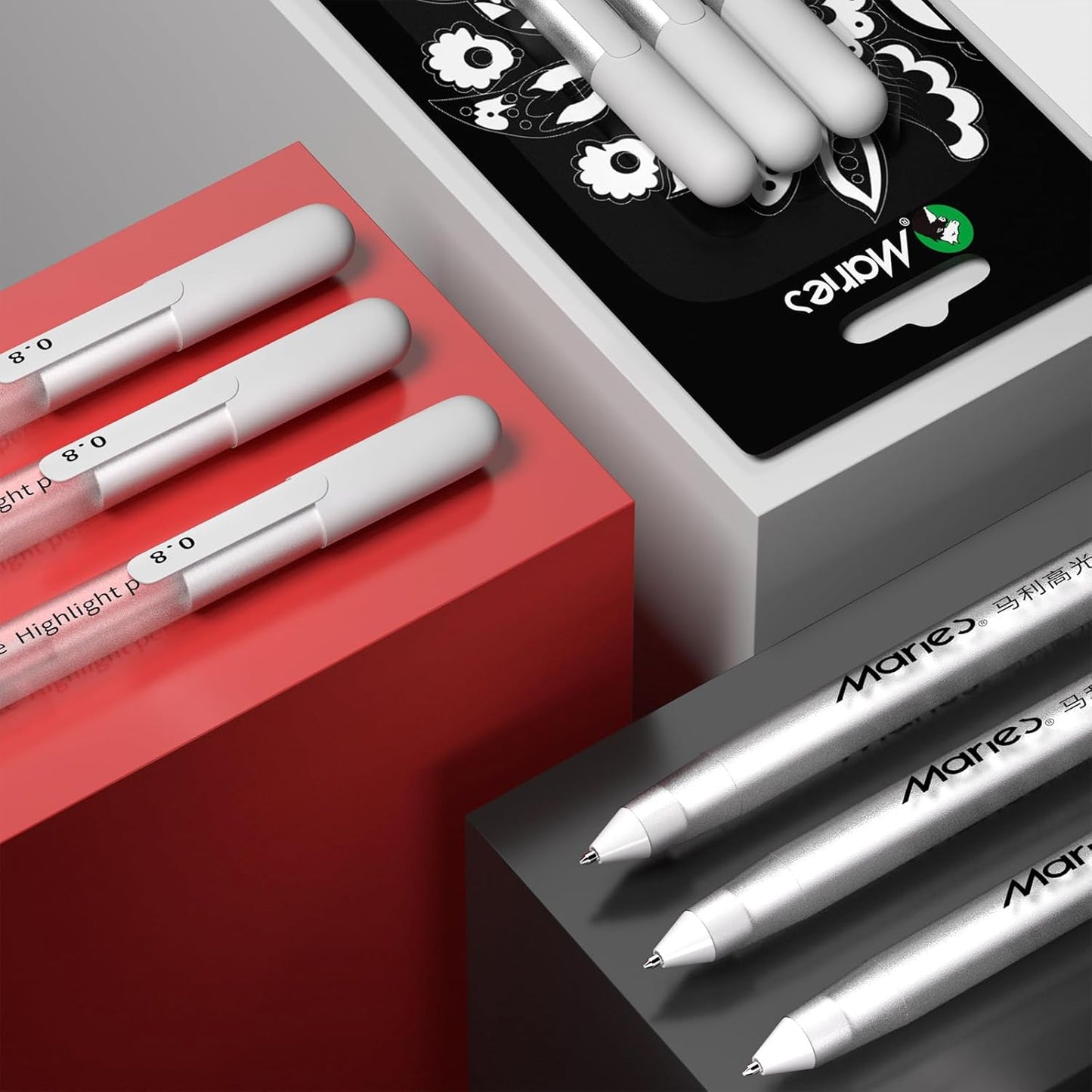 RVOGJP White Gel Pen Set, 3 Pack, 1mm Gel Ink Pens Opaque White Archival Ink Pens for Black Paper Drawing, Sketching, Illustration, Card Making, Bullet Journaling