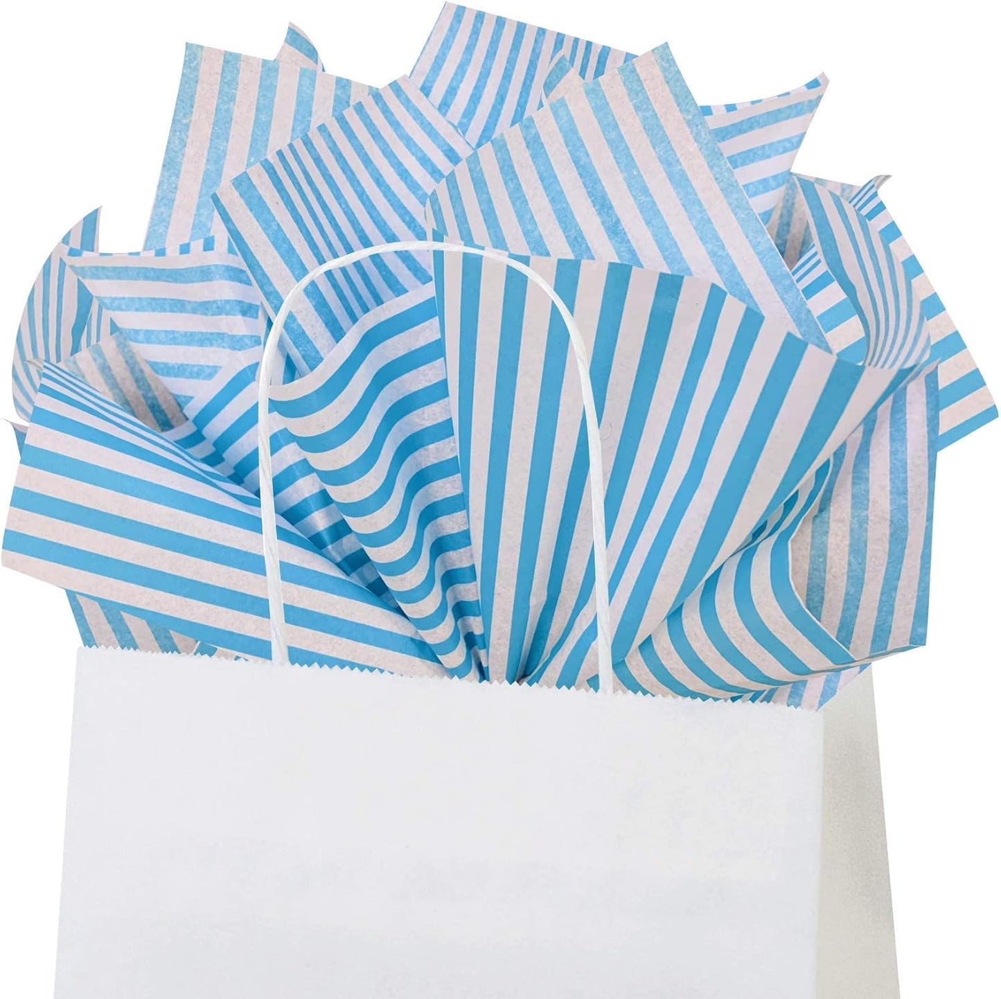 Flexicore Packaging Turquoise Blue Pin Stripe Print Gift Wrap Tissue Paper Size: 15 Inch X 20 Inch | Count: 50 Sheets | Color: Turquoise Pin Stripe