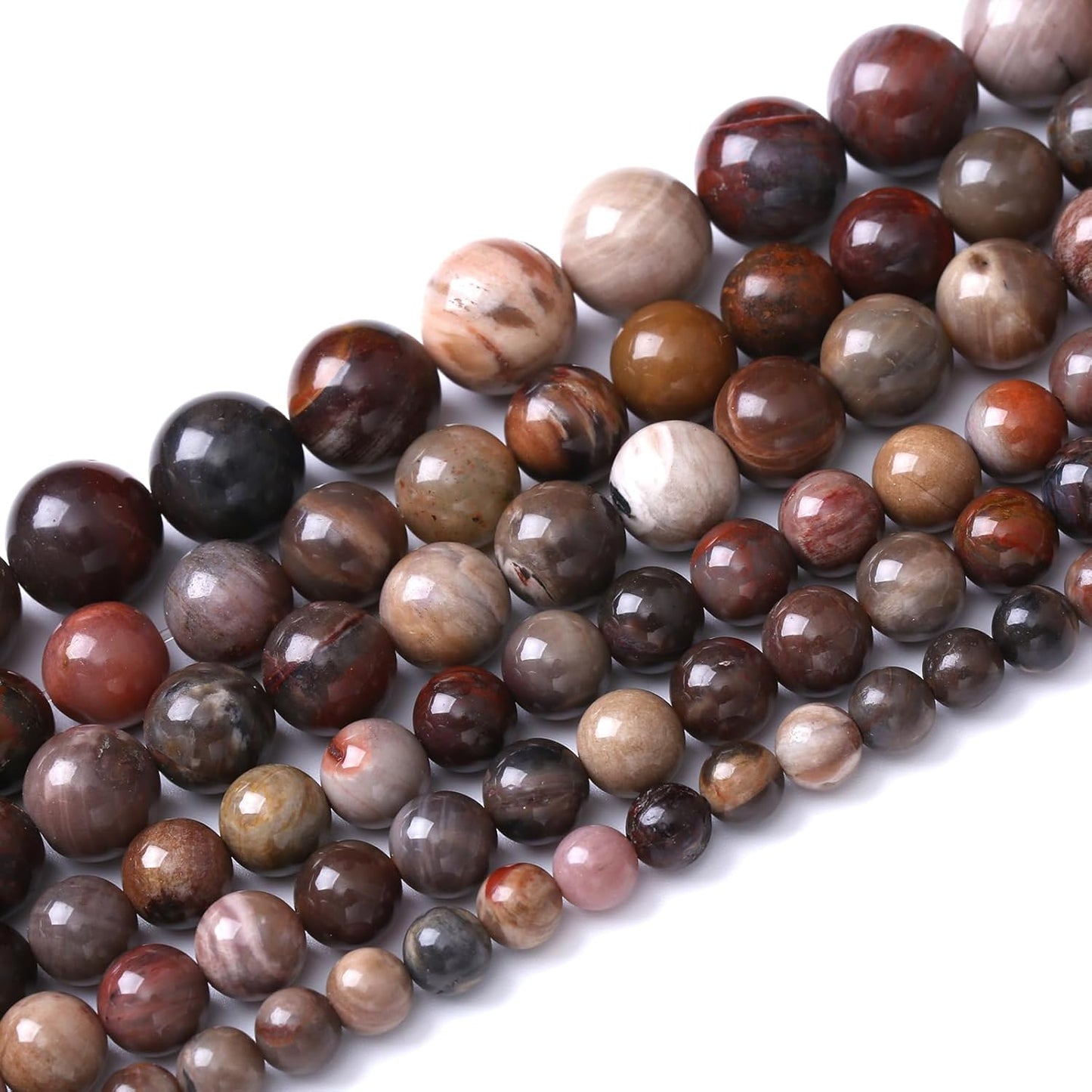 90pcs 4mm Natural Wooden Petrified Jade Agate Gemstone Beads Round Loose Spacer Beads for Jewelry Making DIY Bracelet Necklace 1 Strand 15inch