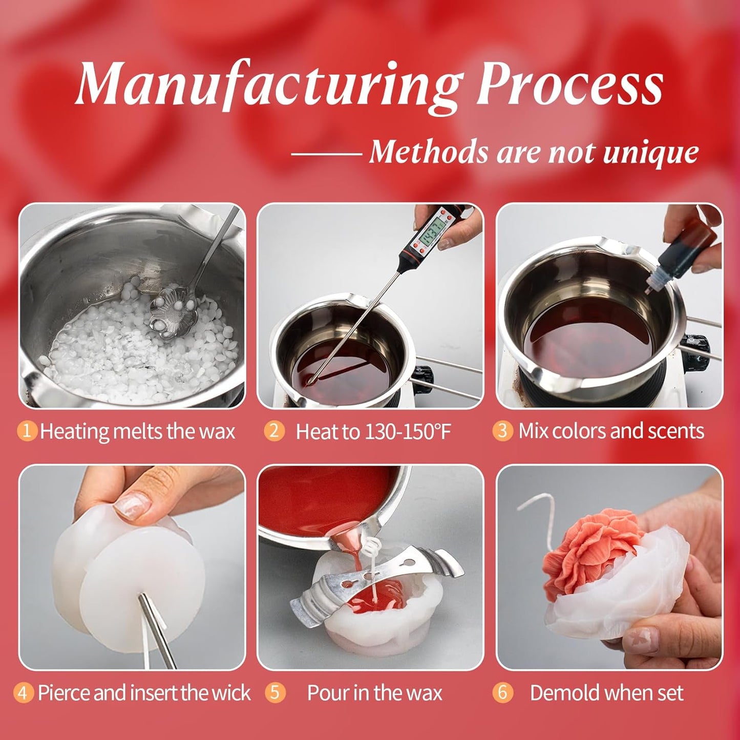 2Pcs Peony Silicone Candle Flower Wax Mold Silicone for Candles Resin Making Molds Moldes De Silicona para Hacer Velas Artesanales De Silicona,for Making Mothers Day Gifts for Mom Daughter