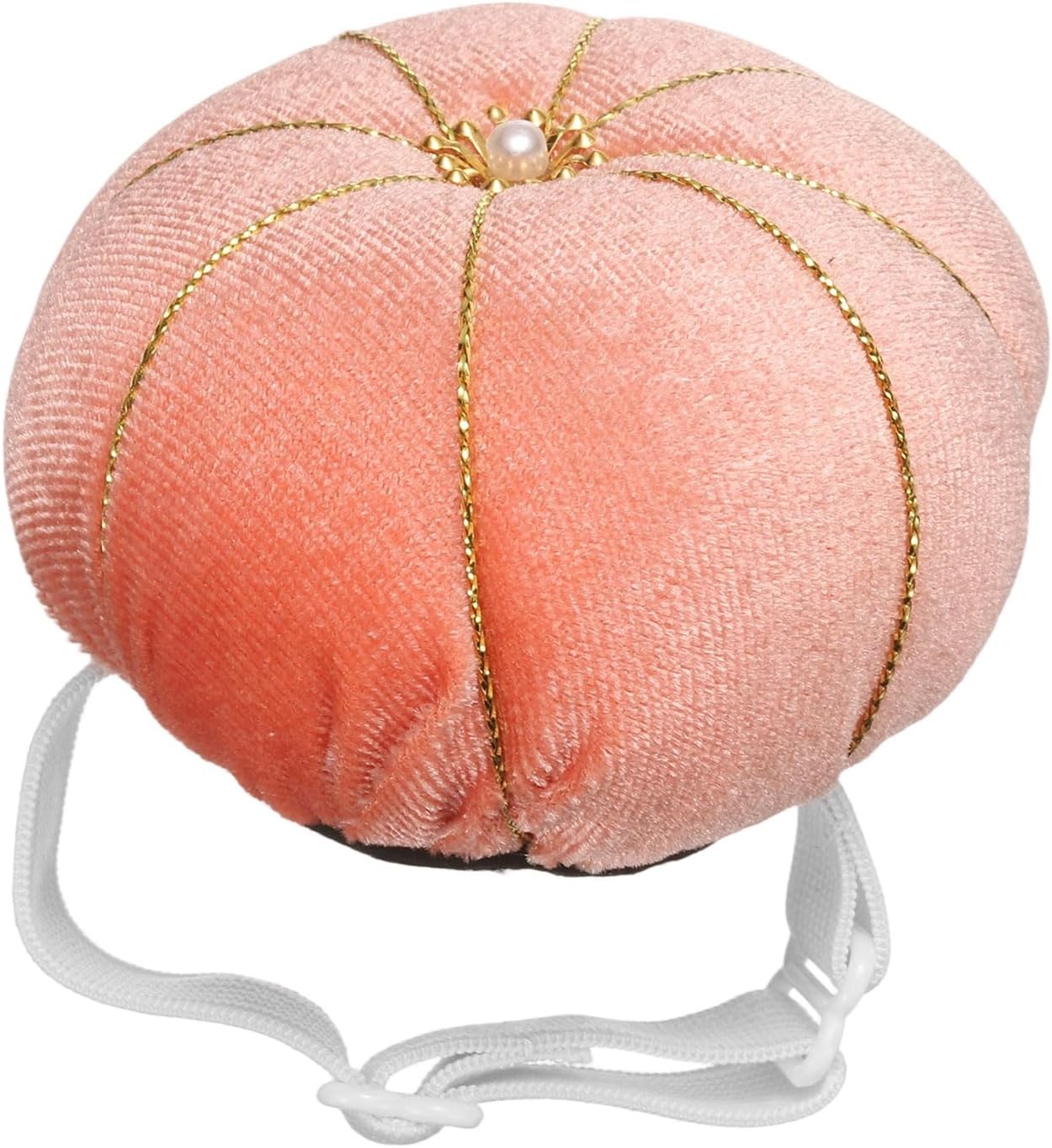 HARFINGTON Wrist Pin Cushion Wristband Sewing Pincushion Polyester Pin Holder Wearable Pumpkin Shaped Needles Wristband for Sewing Quilting Needlework DIY Crafts, Orange