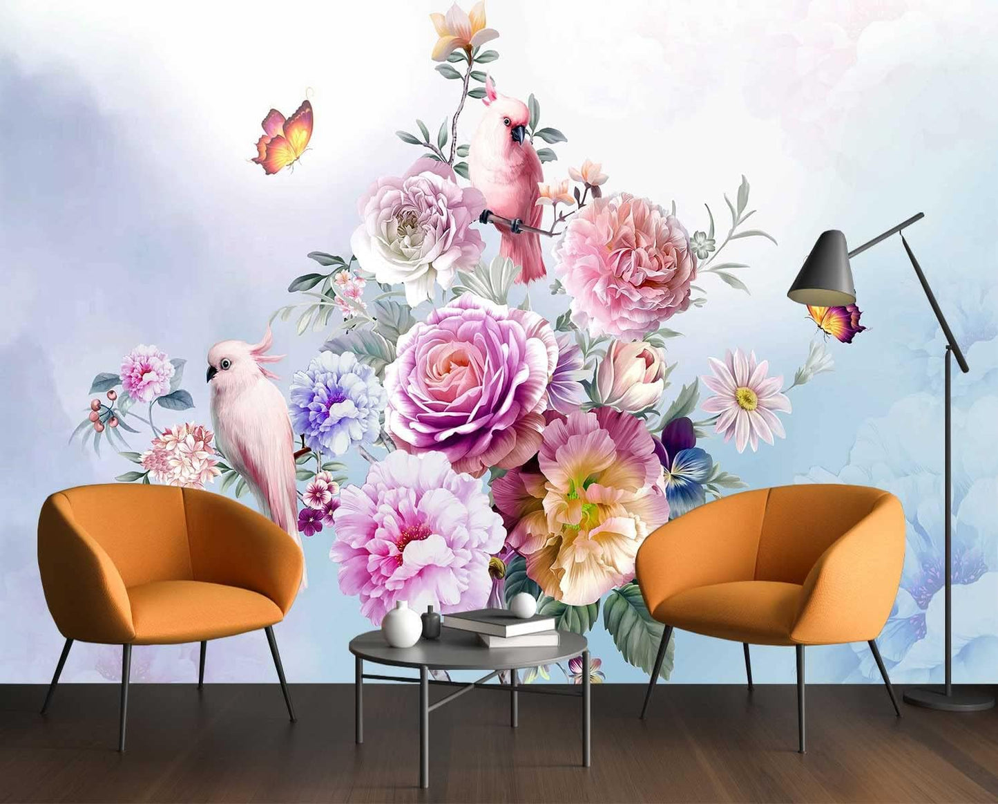 Wall Murals Full of Romantic Leaves and Flower Wallpaper for Bedroom, Living Room and Office Decoration