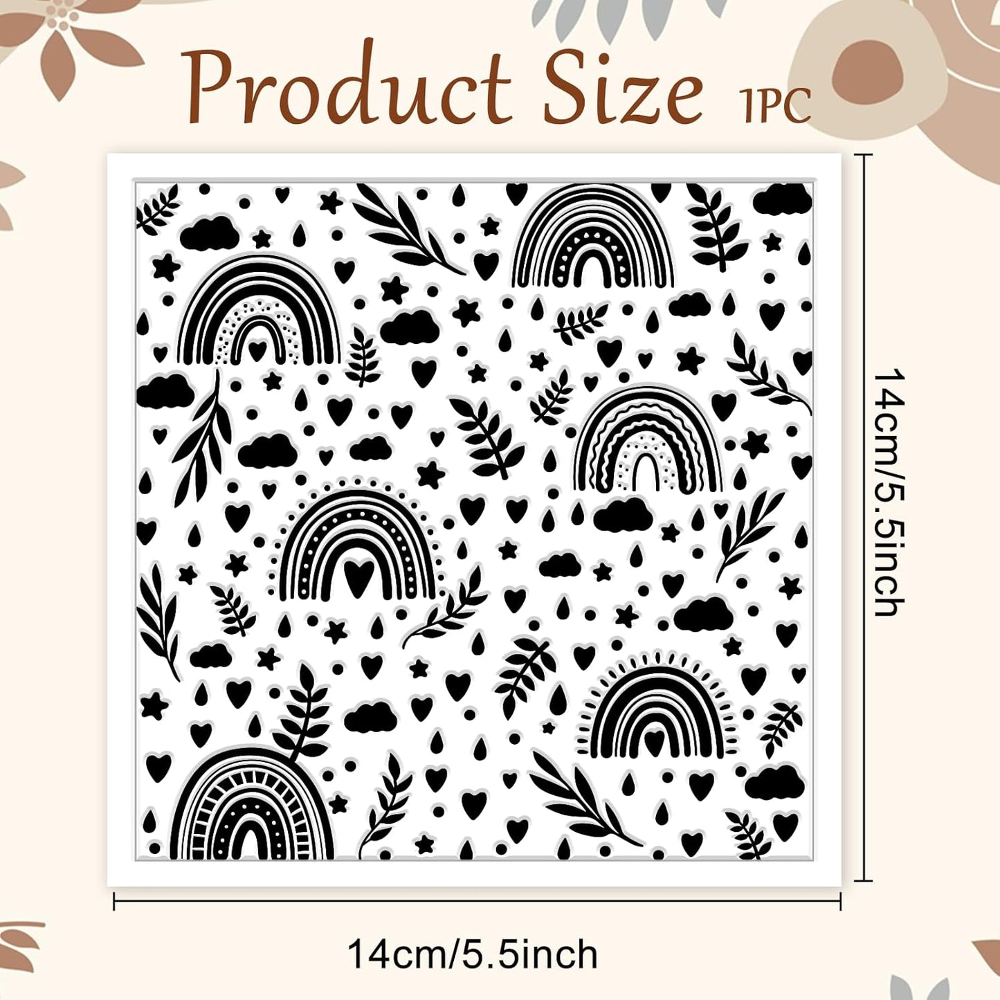 CHGCRAFT Rainbow Polymer Clay Texture Sheets Bohemian Plant Pattern Silicone Texture Stamp Clouds Love Clay Texture Mat Modeling Pattern Pad Sheets for Jewelry and Earrings Tools, 5.5x5.5 inch