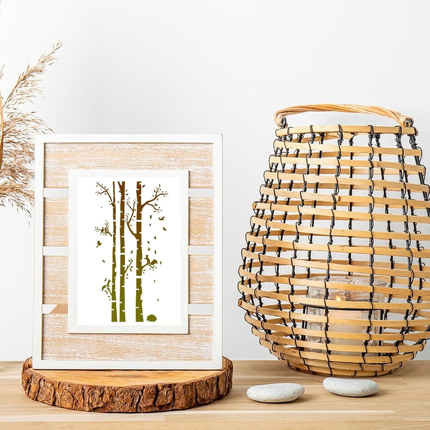 30 Pcs Abstract Layering Stencils for Painting, Reusable Mixed Media Stencils with Geometric Crackle Bubble Camo Splatter Tree Leaf Patterns, DIY Craft Templates for Walls Canvas Cards Airbrush Art