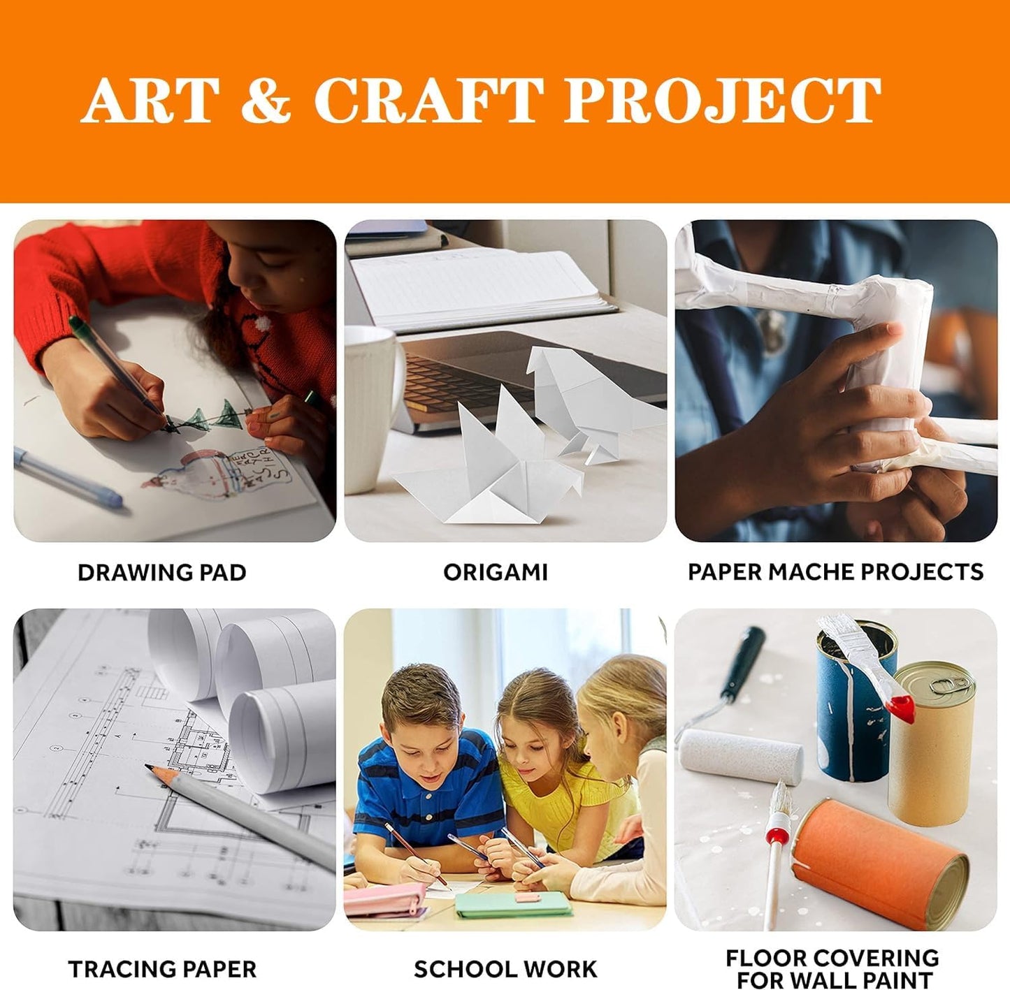 9"x12" Sketching Drawing Paper for Kids Toddlers Art Craft Supplies, White Paper for Coloring Doodle 200 Sheets